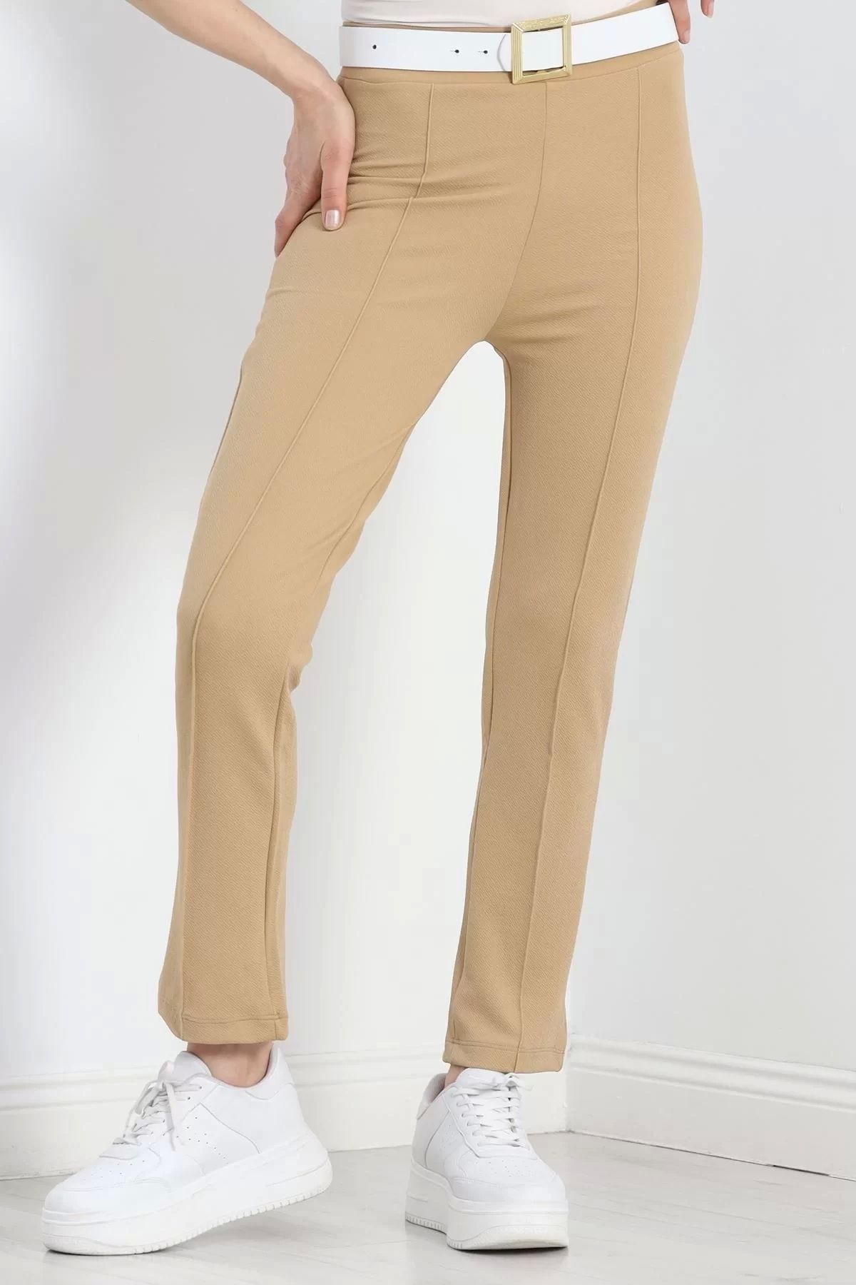 ufukmoda Zra Crep Çımalı Pantolon Camel - 19607.308.