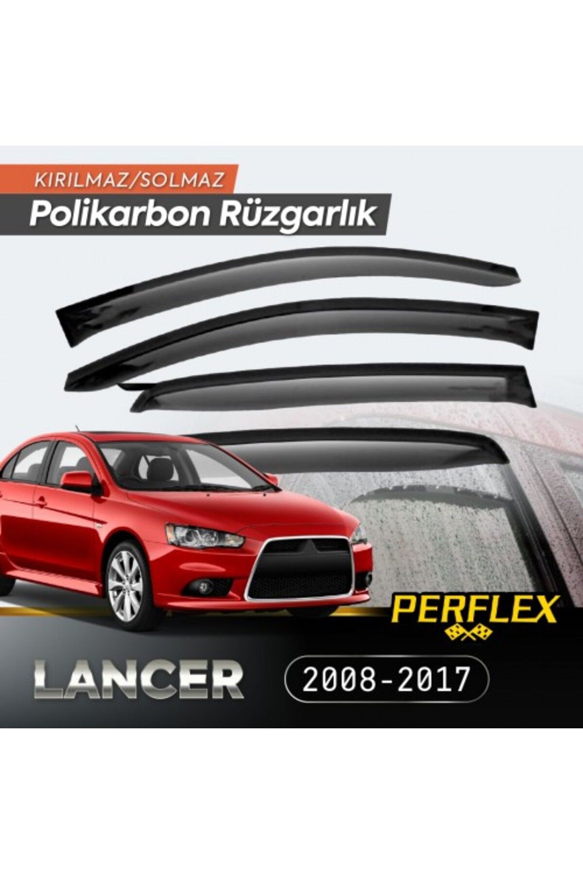 BelleFusion Mitsubishi Lancer 2008-2017 Cam Rüzgarlığı V2 Düz