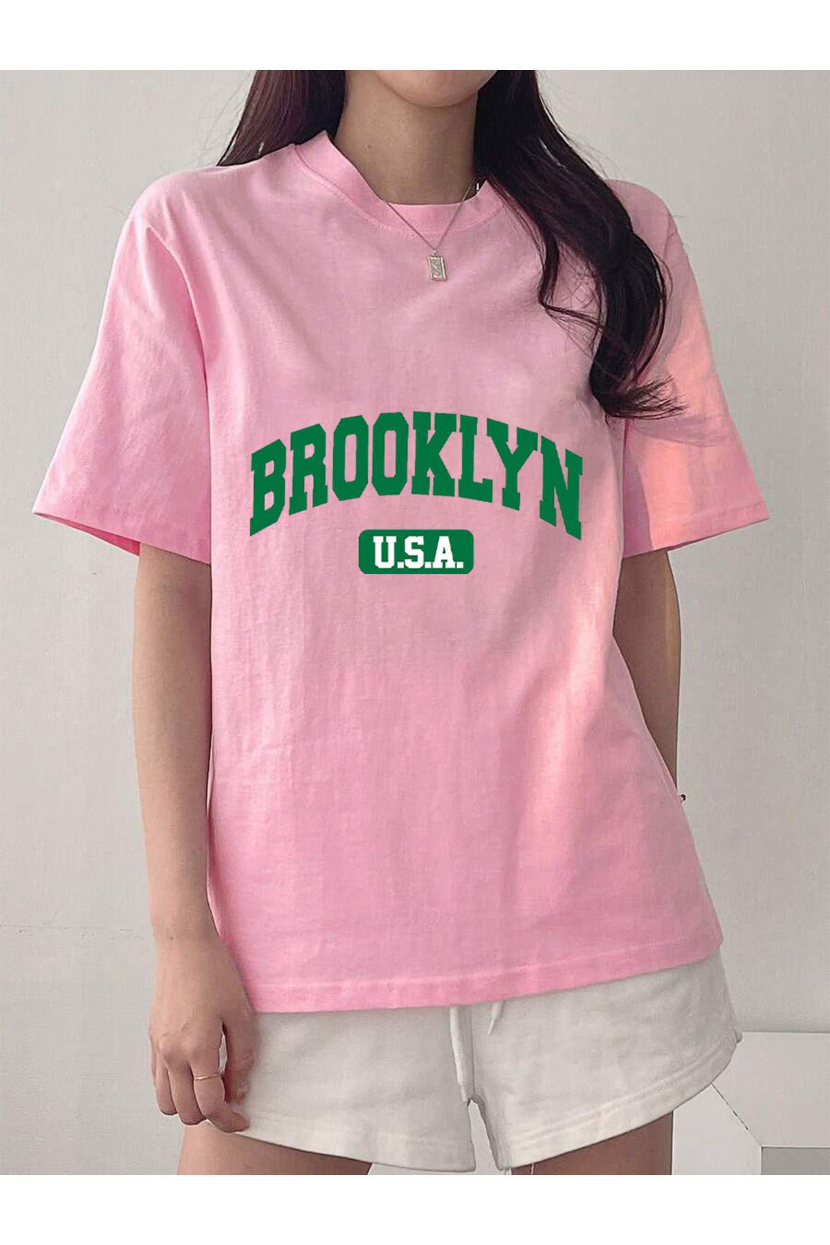 Cosmo Style BROOKLYN baskılı pamuklu unisex oversize t-shirt dijital baskılı sporcu tshirt