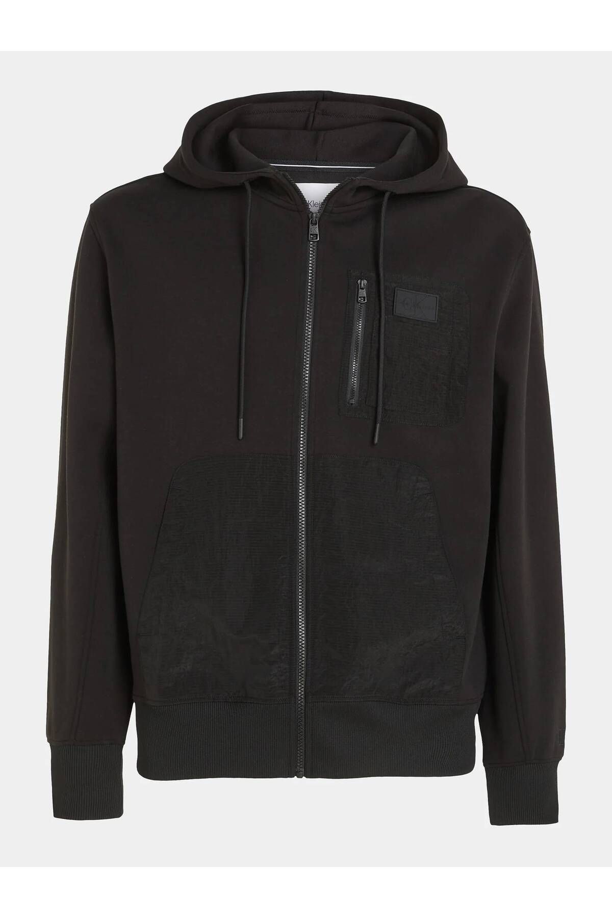 Calvin Klein-Pánska čierna mikina s kapucňou Calvin Klein Mix Full Zip Throug Sweatshirt BEH CK Black 4