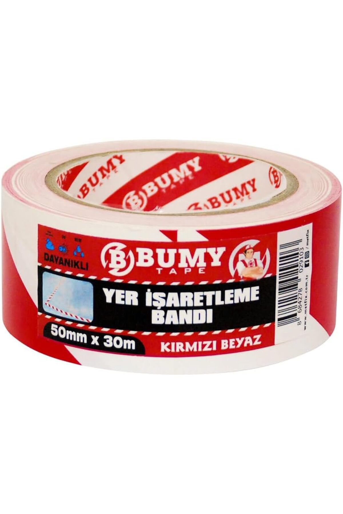 NcK YER İŞARETLEME BANDI KIRMIZI - BEYAZ / 50 MM X 30 MT