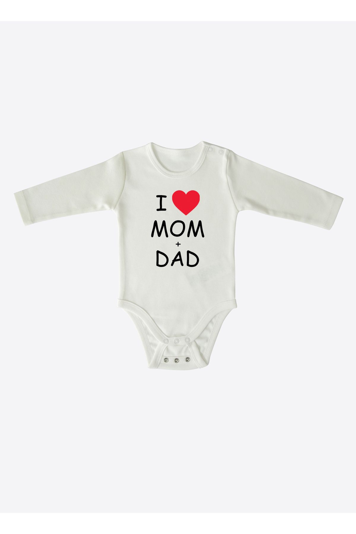 kitikate Organik I Love Mom&Dad Uzayan Uzun Kol Body-EKRU