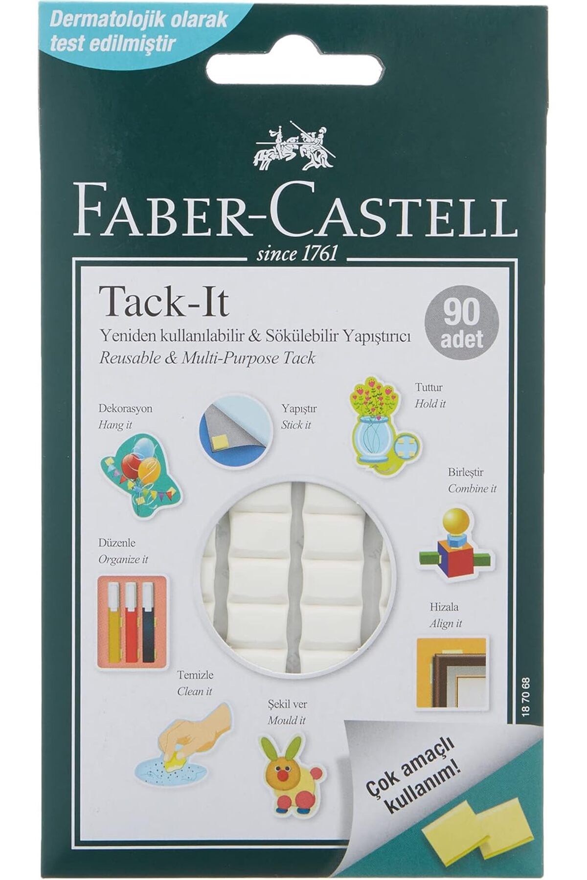 NcK Tack It 50 Gr Yapıştırıcı, Sökülebilir ve Yeniden Kullanılabilir Yapıştırıcı (Çok Renkli, Asorti)