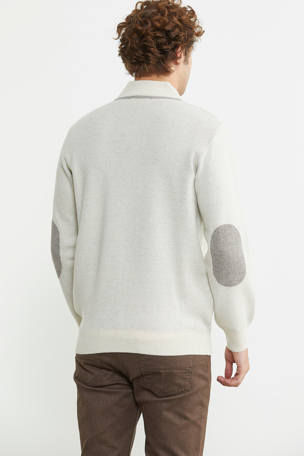 Sementa-Beige and Milk Brown Woolen Knitwear Coat with Pockets 6
