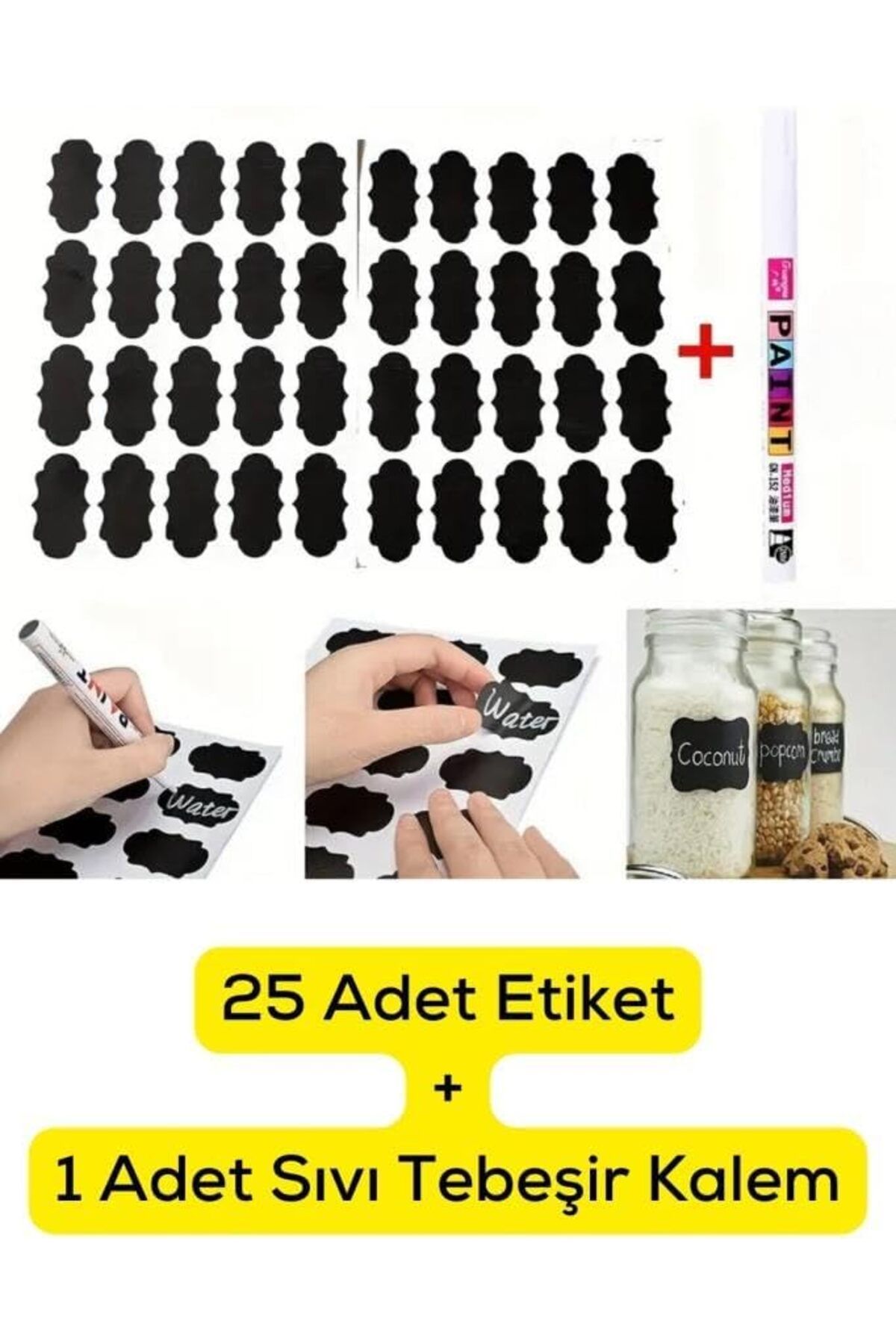 NcK Life 25 Adet Kavanoz Baharat Kalemli Sticker Etiketi MIT1102