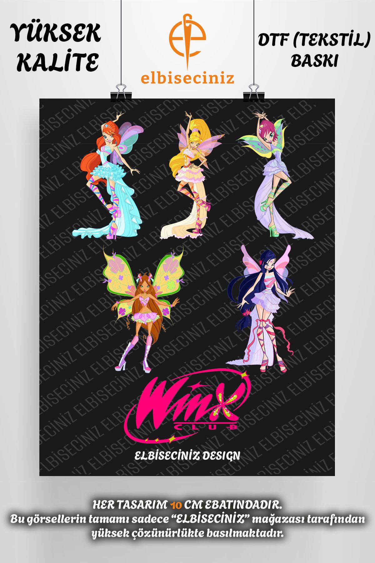 VİZYON İKRA "WINX CLUB" Temalı Premium DTF Tekstil Baskı ÜTÜ İLE KOLAYCA YAPIŞIR