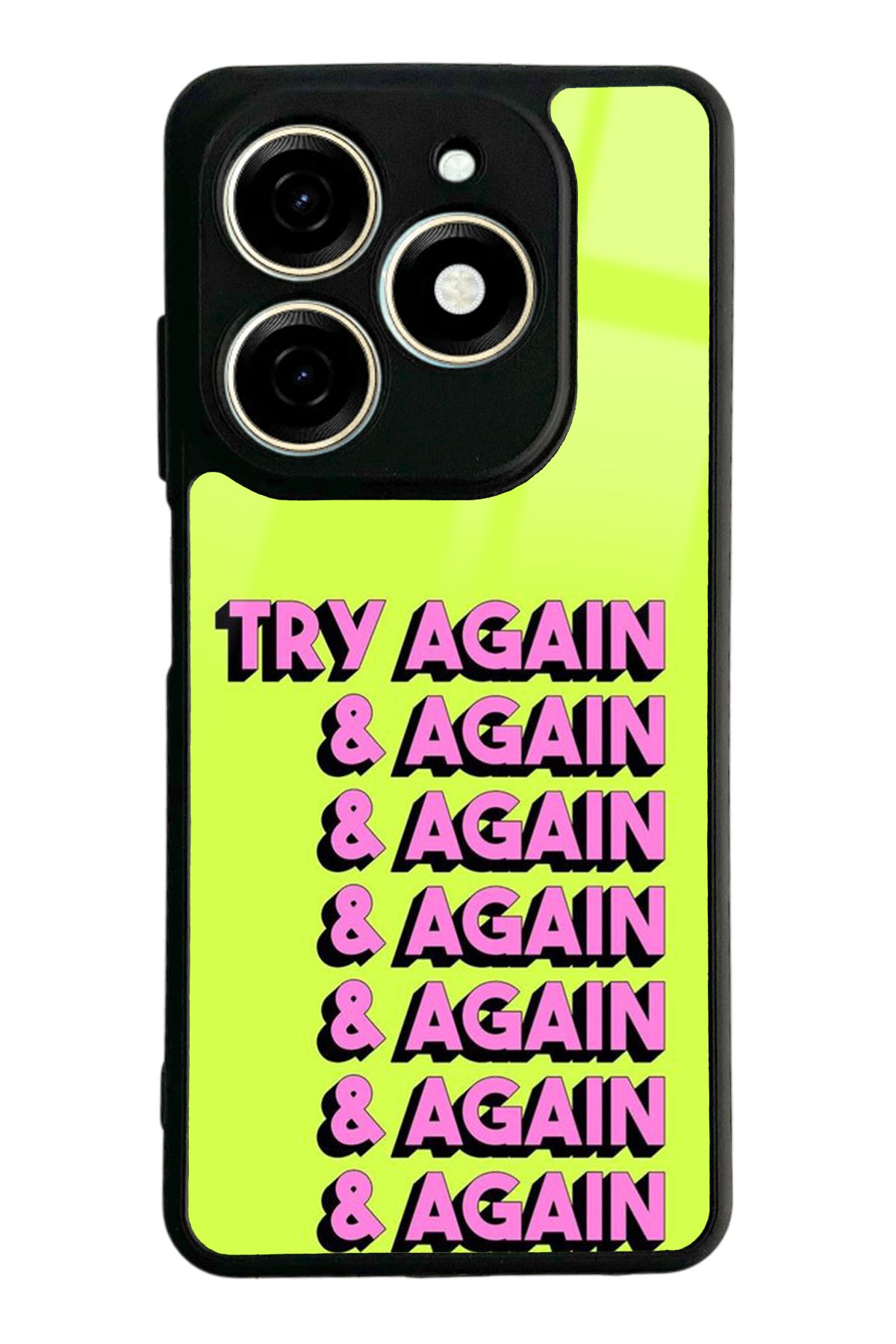 Spoyi Tecno Spark 20C Try Again Tasarımlı Glossy Telefon Kılıfı