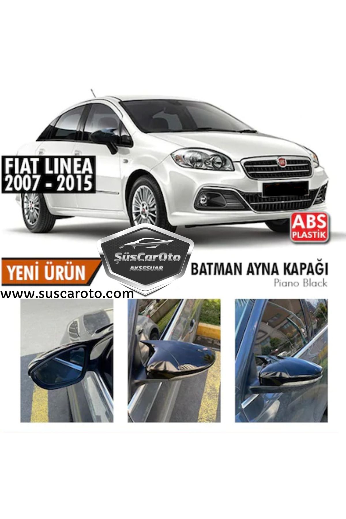 caralp Fiat Linea 2007-2015 Batman Yarasa Ayna Kapağı Piano Black ABS Plastik