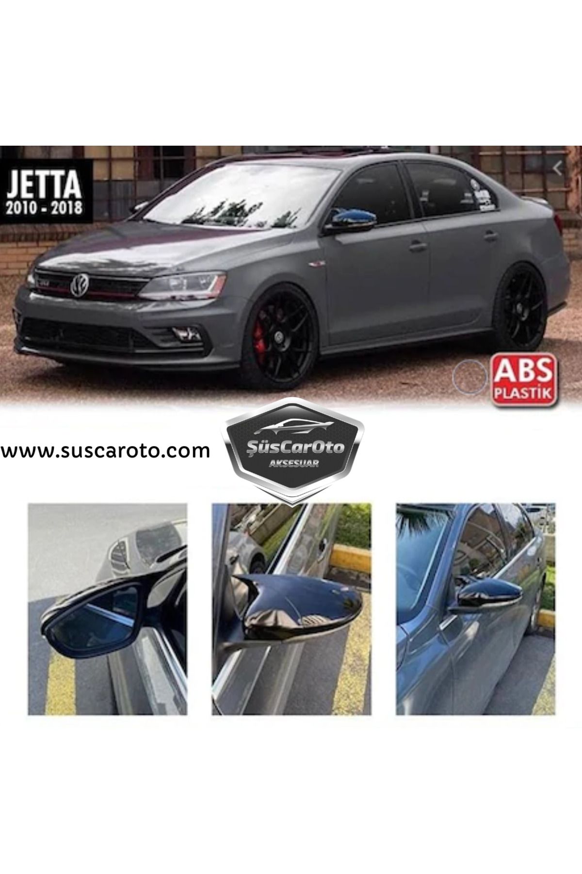 caralp Vw Jetta MK6 2011 Sonrası Batman Yarasa Ayna Kapağı Piano Black ABS Plastik