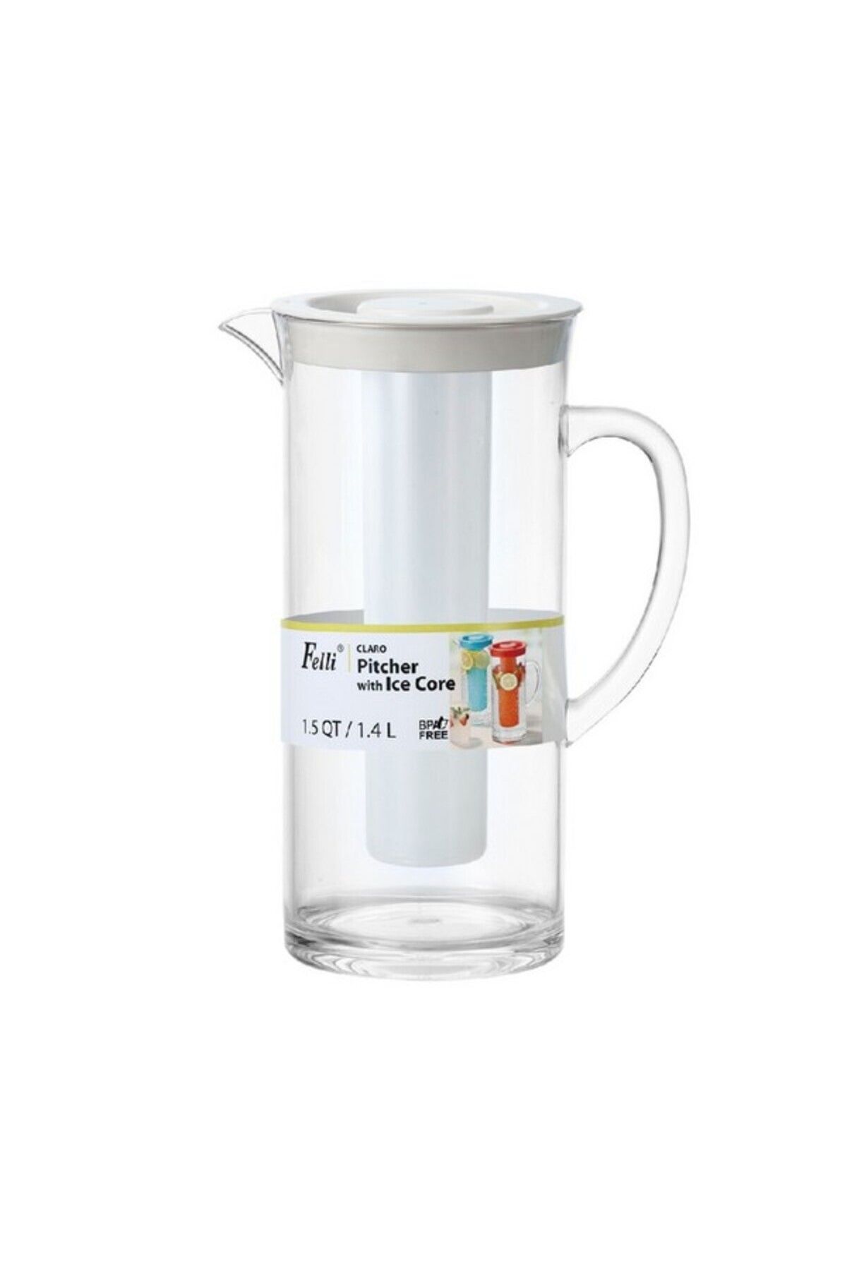 Felli-Claro Elegant Design BPA-Free Pitcher with Ice Core 1.4 Liter 1