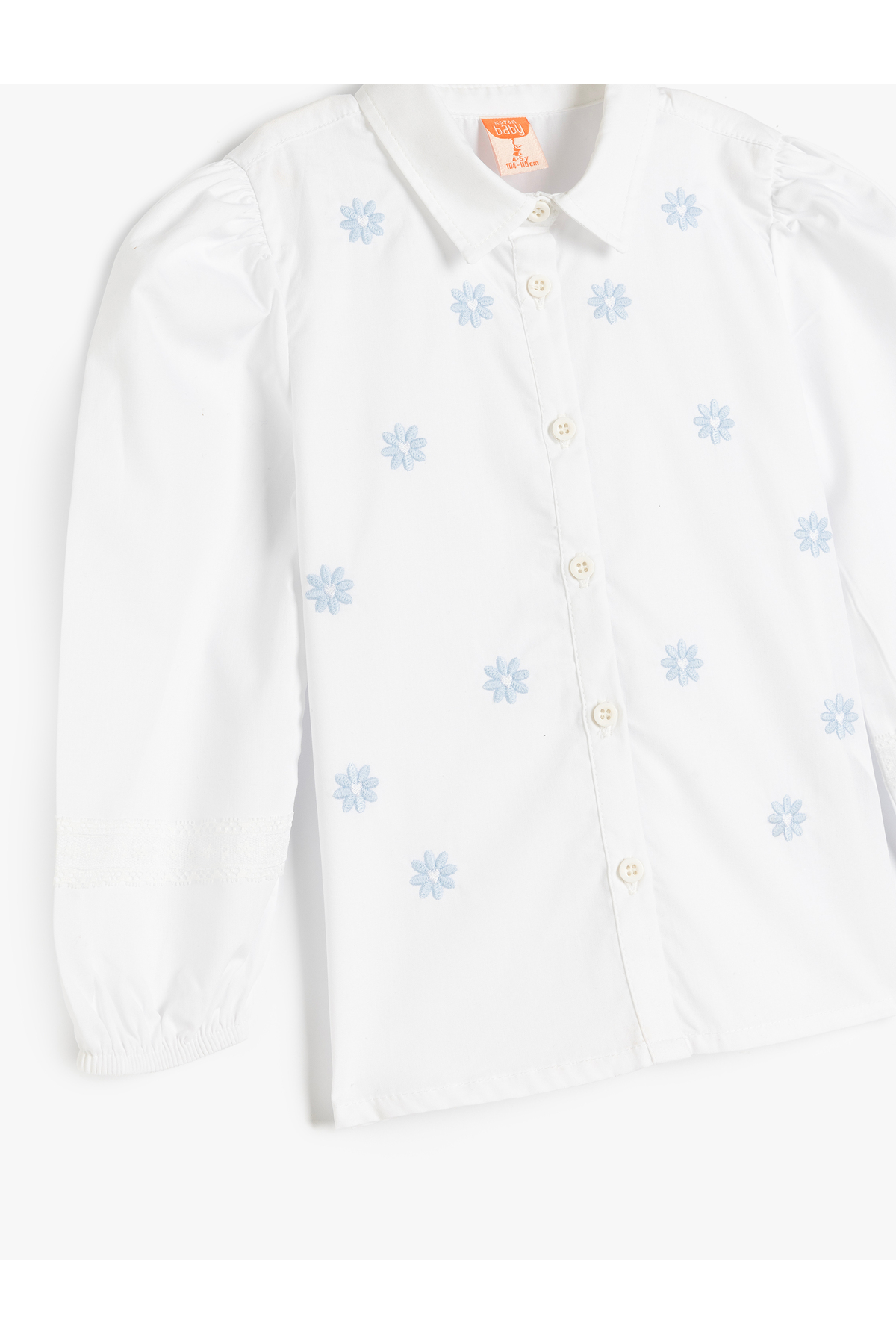 Koton Pamuklu Çiçekli Nakış Detaylı Uzun Kollu Gömlek fotoğrafı 3 (önizleme)