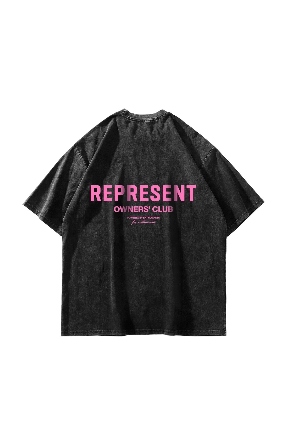 Sekizbiraltı RPRSNT Baskılı Oversize Unisex Yıkamalı Siyah Tshirt