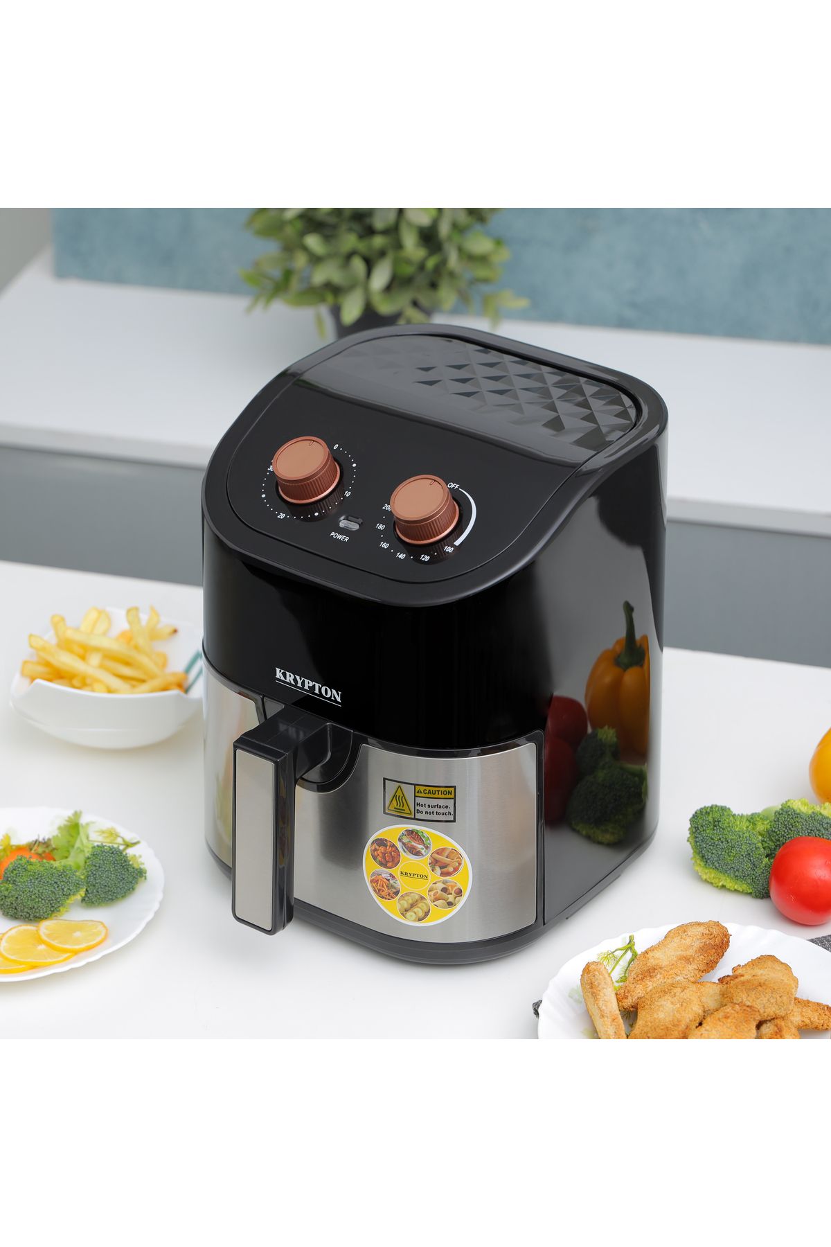 KRYPTON-Air Fryer- KNAF6228N/ 1600 w, 4.5 Liter Capacity with Non-Stick Pot with Rack 4
