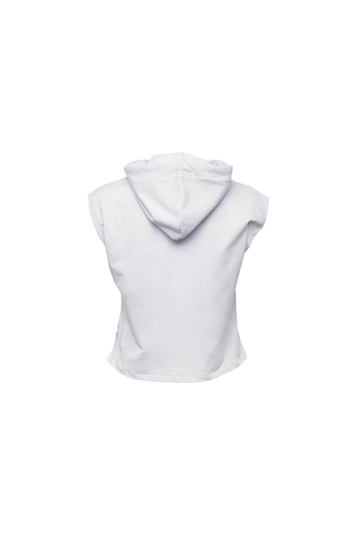 ANEMOSS-Wave Sleeveless Hooded White Women's Sweatshirt 3