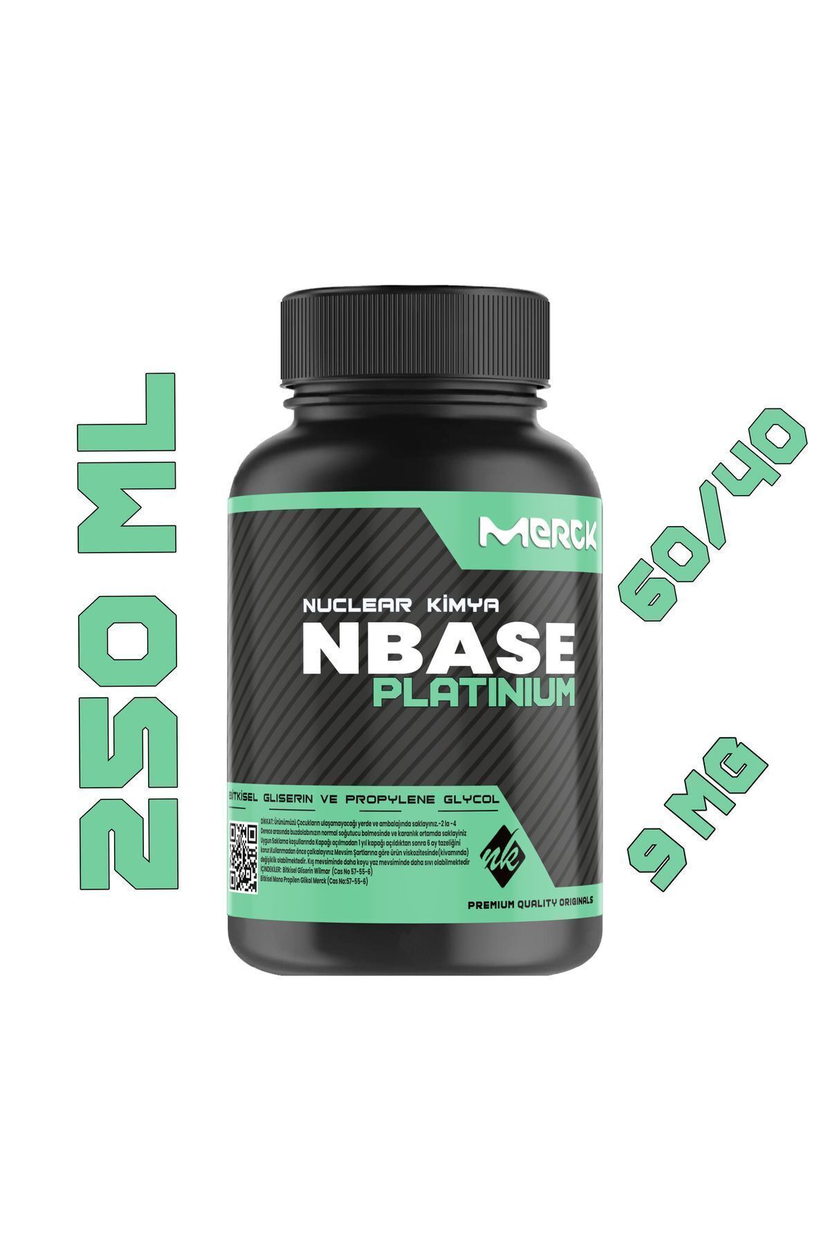 nuclear kimya Platinium Base 250 ml Vg Pg 60-40 9 Mg Sertlik Oranı Gliserin Propilen Glikol Base