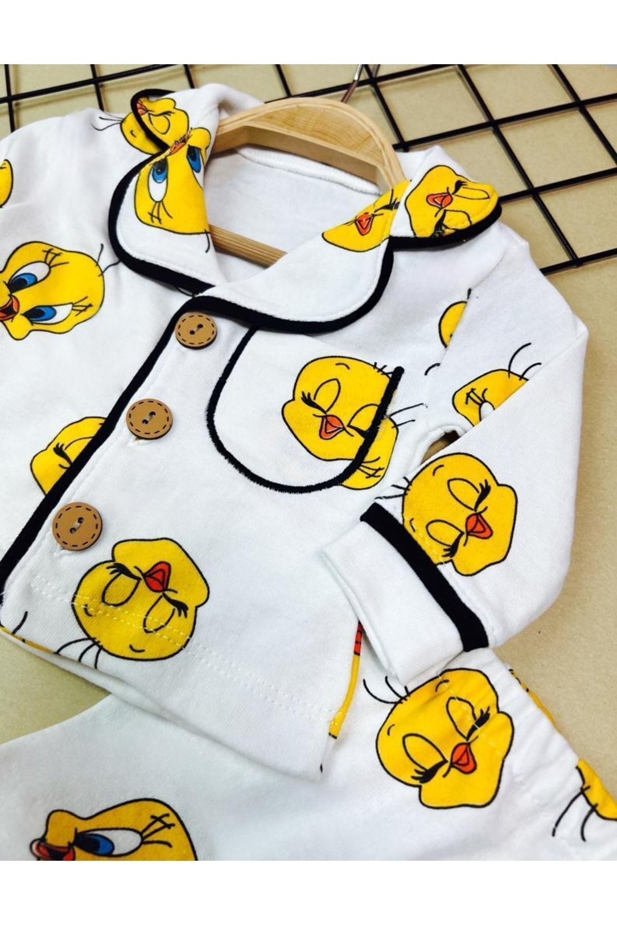 Sparrow Laurel-Tweety Printed Unisex Baby Nightgown Set - Front Buttoned Pajamas (6-24 Months) 4