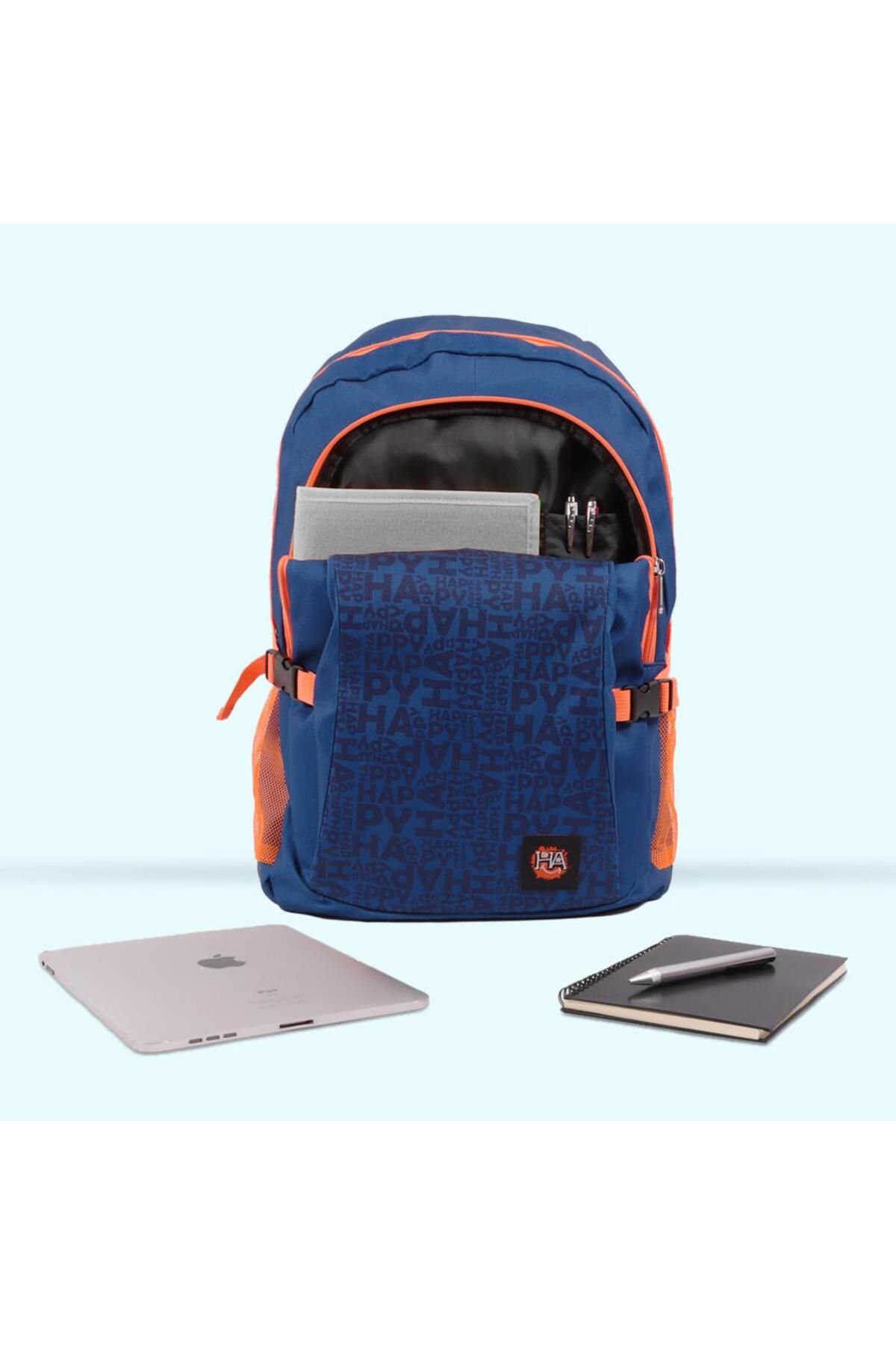 Biggdesign-Navy Blue Moods up Happy Laptop Backpack 4