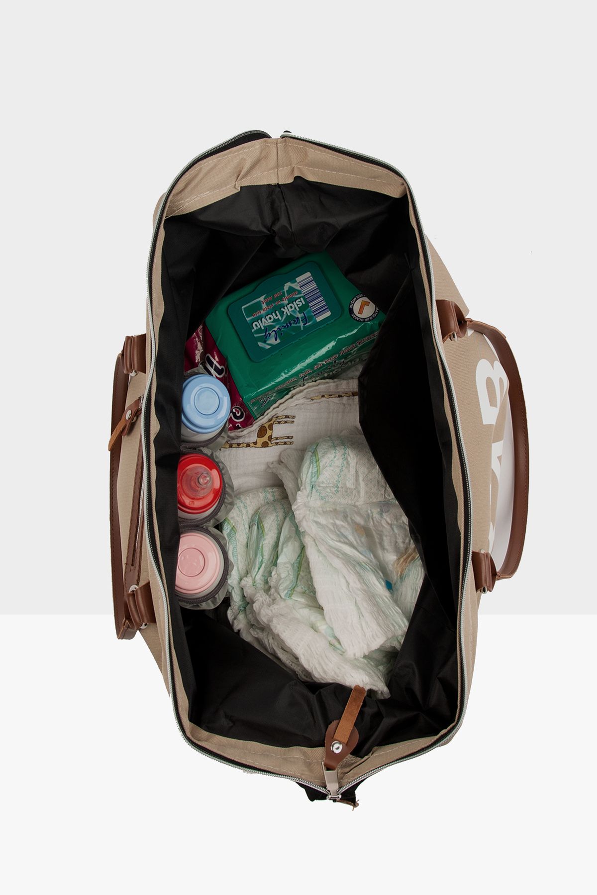 Bagmori-Mink Baby Bag Printed Garnished Mother Baby Bag m 000008582 4
