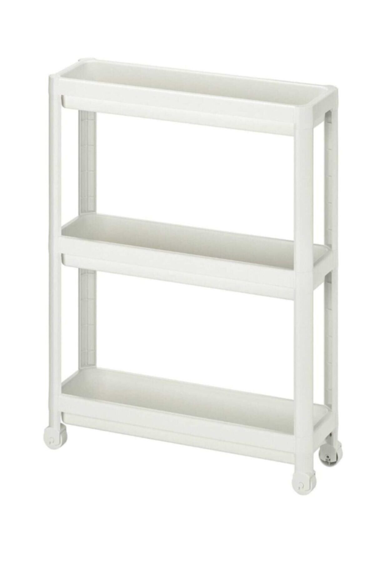 Bayev-Οργάνωση κουζίνας μπάνιου Organizer Tiers Rack White 3 Tiers Μονάδα ραφιών με ρόδες 8