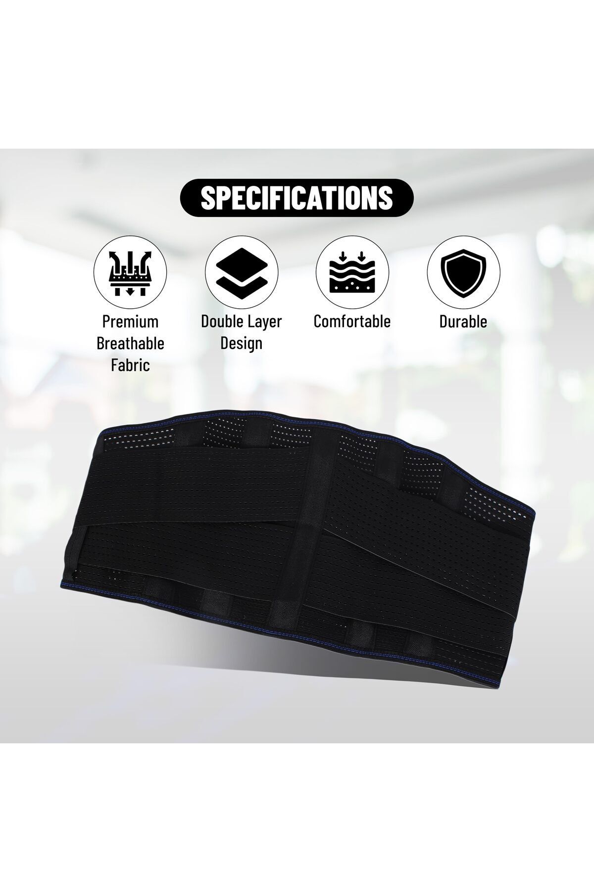 Endless-Lumbar Straps for Lower Back Pain Relief with 6 Stays | Black | Material: Acrylonitrile 2