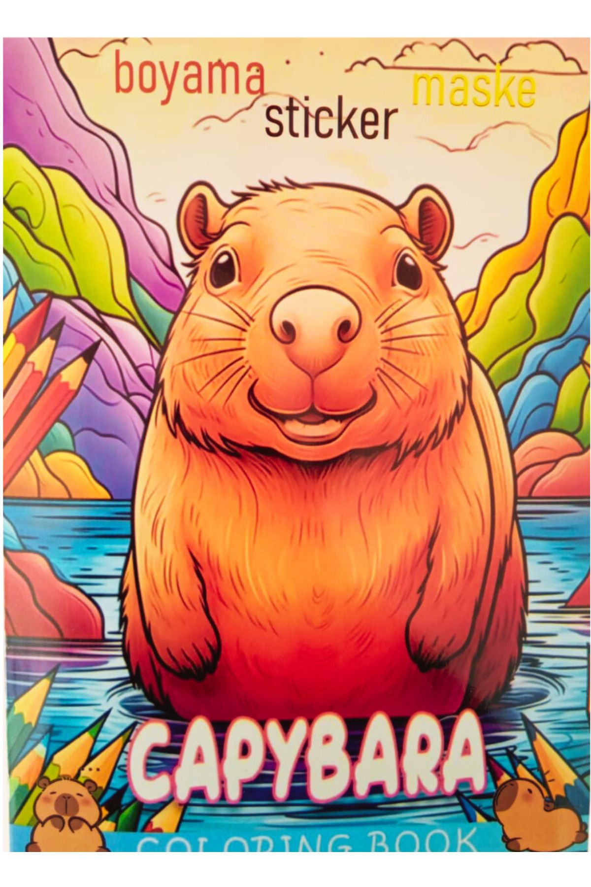 booddie Boyama Kitabı Capybara Stickerlı Arka Kapak Kesilerek Maskeli Boyanacak Sayfa Sayısı 16