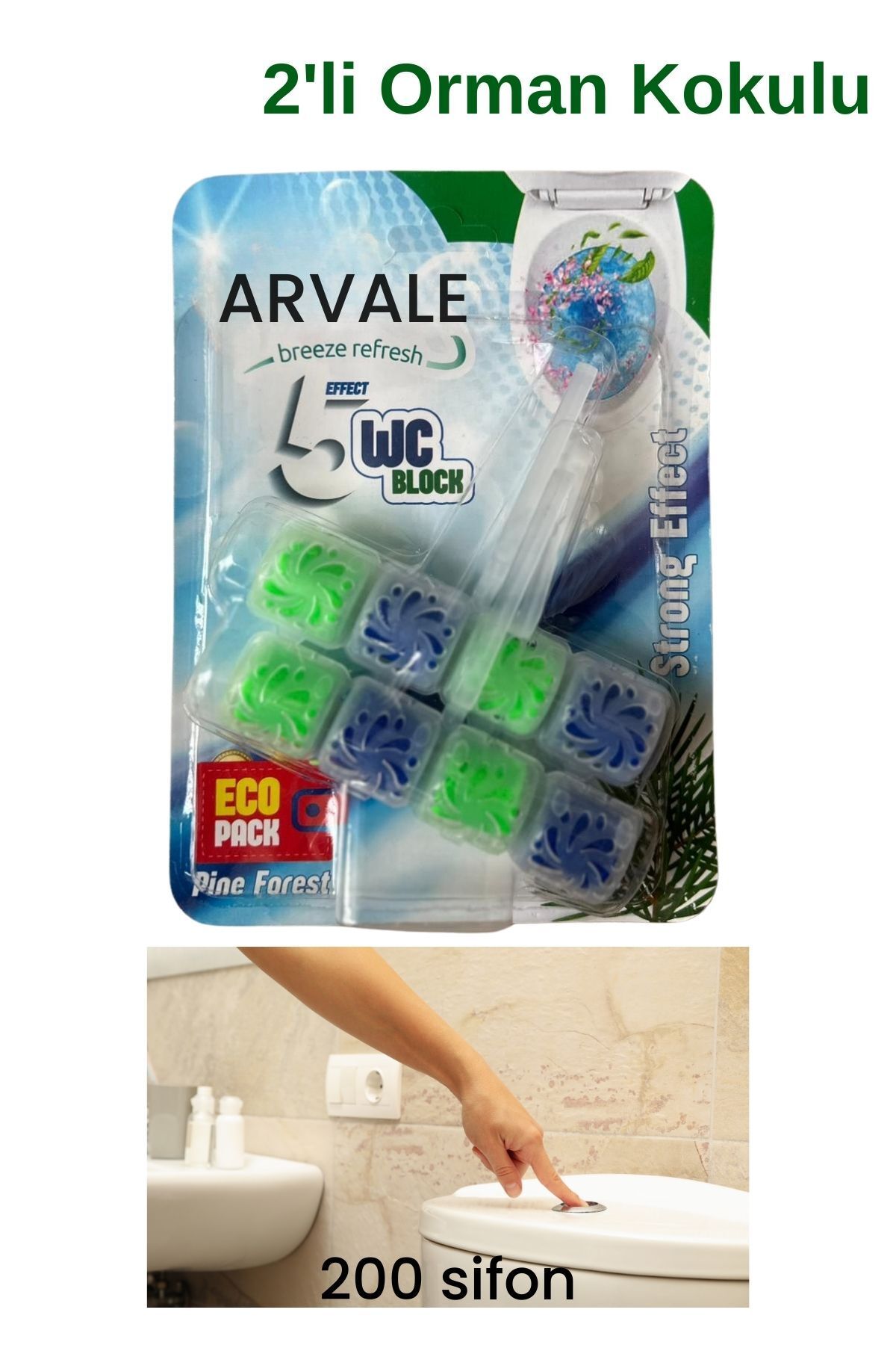 ARVALE 2'li Çam Kokulu Wc Bloğu | 2 x 50 gr