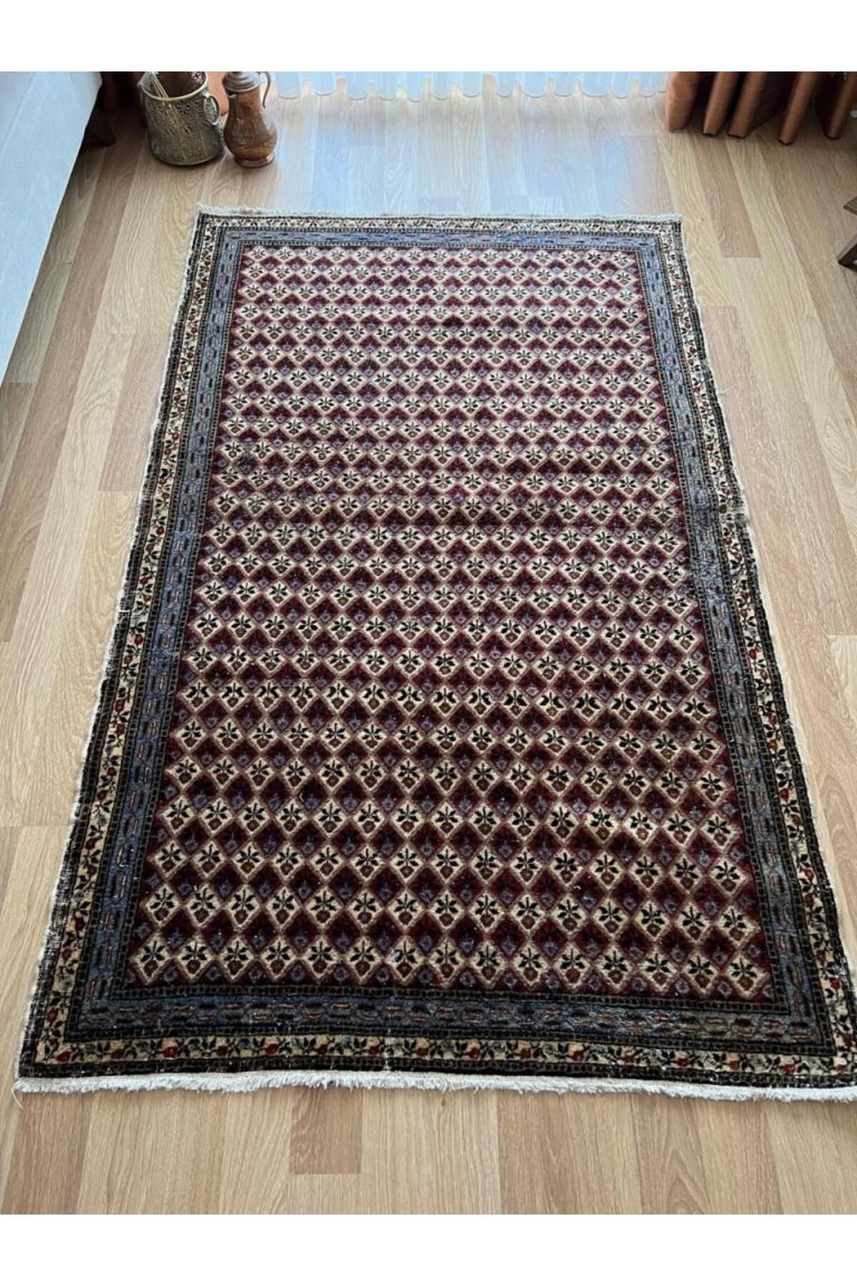 DesignEv 128x202 cm Nadir Vintage Türk Halısı, El Yapımı Çiçek Desenli, Yıkanabilir Antik Halı, Ev için Count