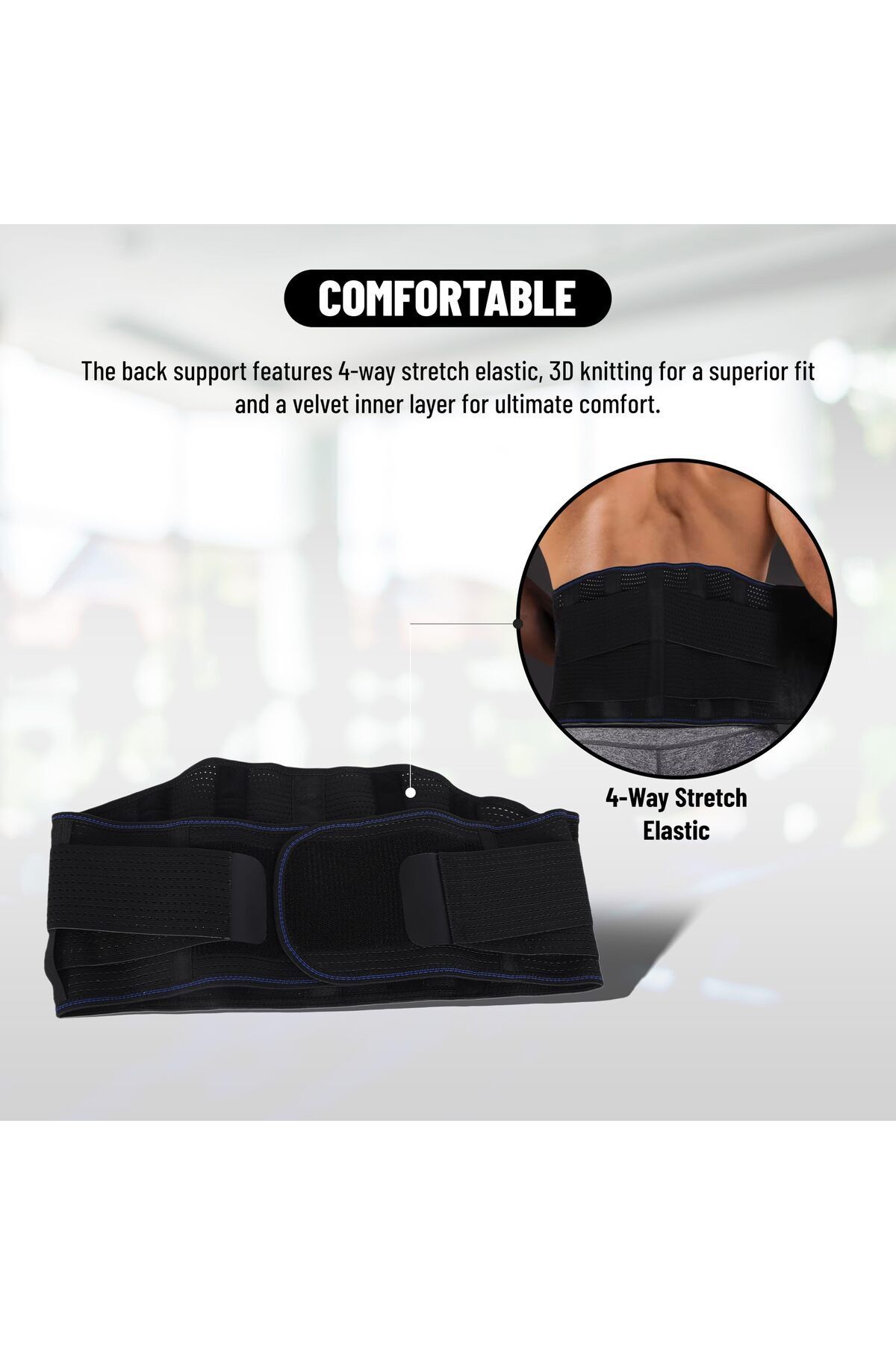 Endless-Lumbar Straps for Lower Back Pain Relief with 6 Stays | Black | Material: Acrylonitrile 5