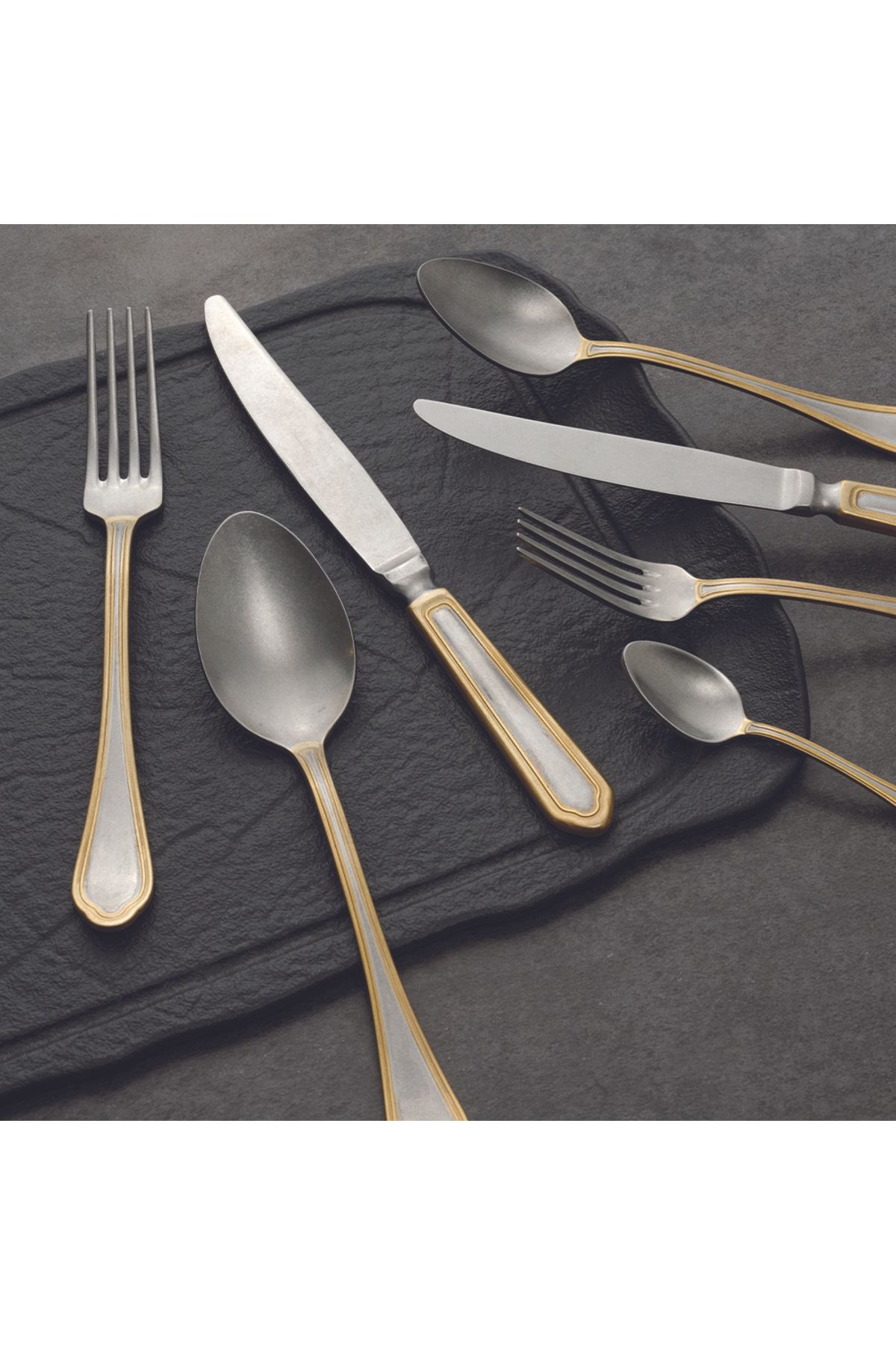 Hisar-Florence 30 Pieces - Antique Gold Cutlery Set for 6 People 3