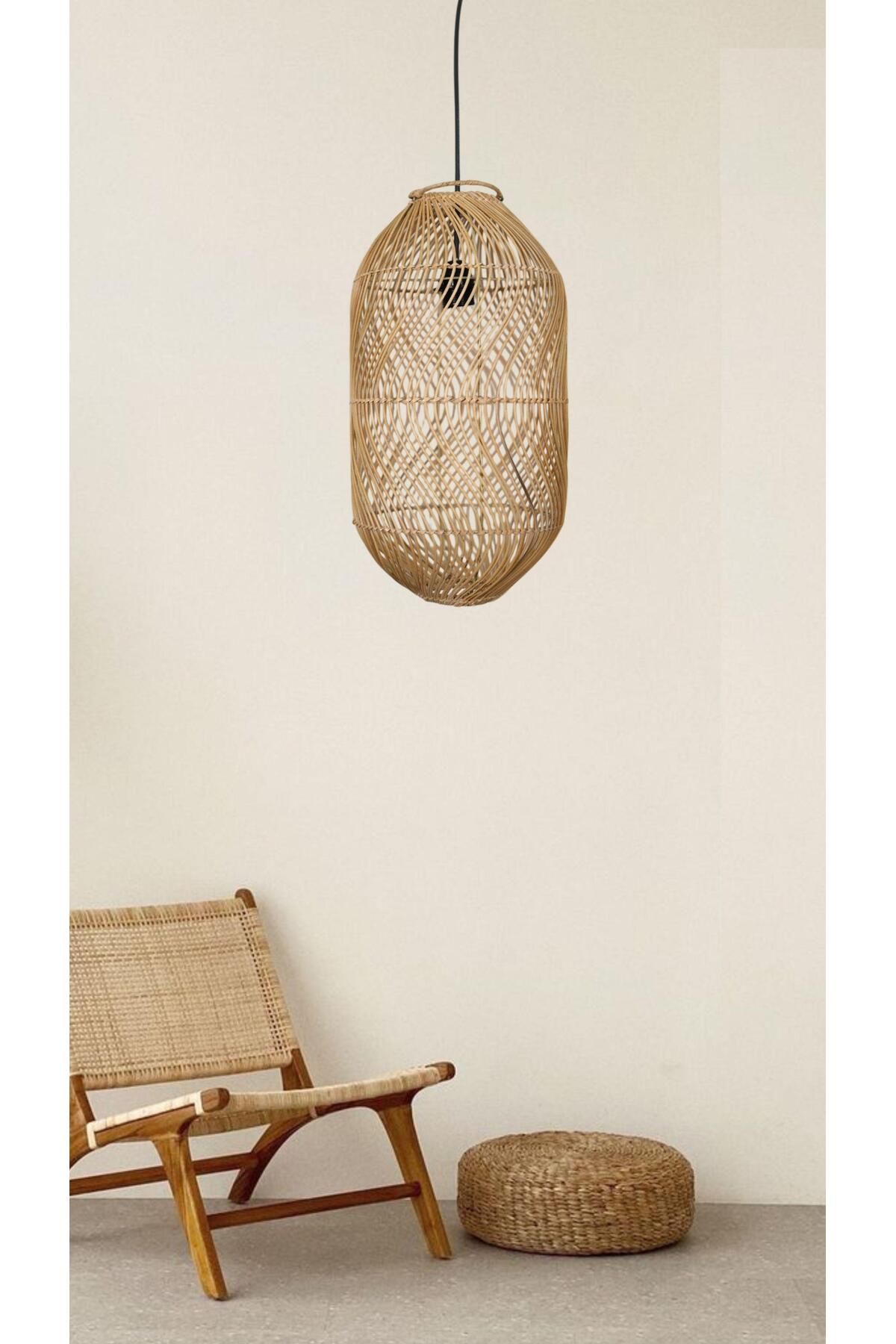 BOHEME LAMP LİMA BAMBU SARKIT AVİZE LAMBA İSKANDİNAV BOHEM MODERN RATTAN AYDINLATMA 25 X 70 CM