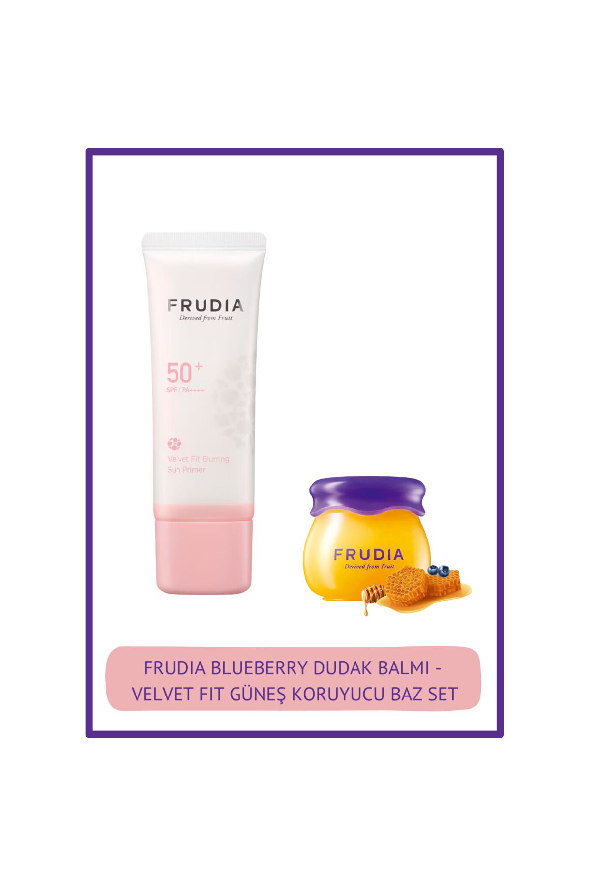 FRUDIA Blueberry Dudak Balmı Nemlendirici 10 gr - Velvet Fit Güneş Koruyucu Baz SPF50 40g