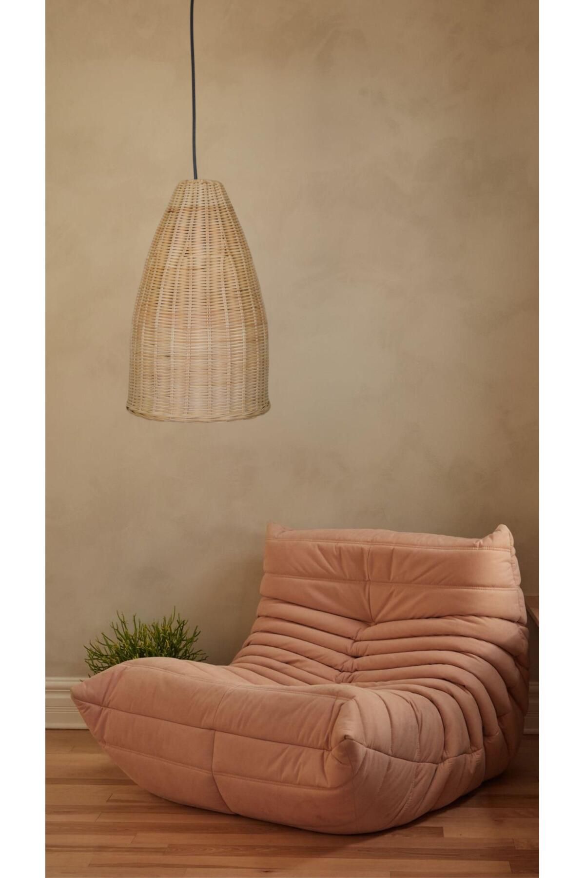 BOHEME LAMP MAYA DOĞAL RATTAN BAMBU SARKIT AVİZE LAMBA BOHEM-ISKANDİNAV-MODERN AYDINLATMA 40X25 CM