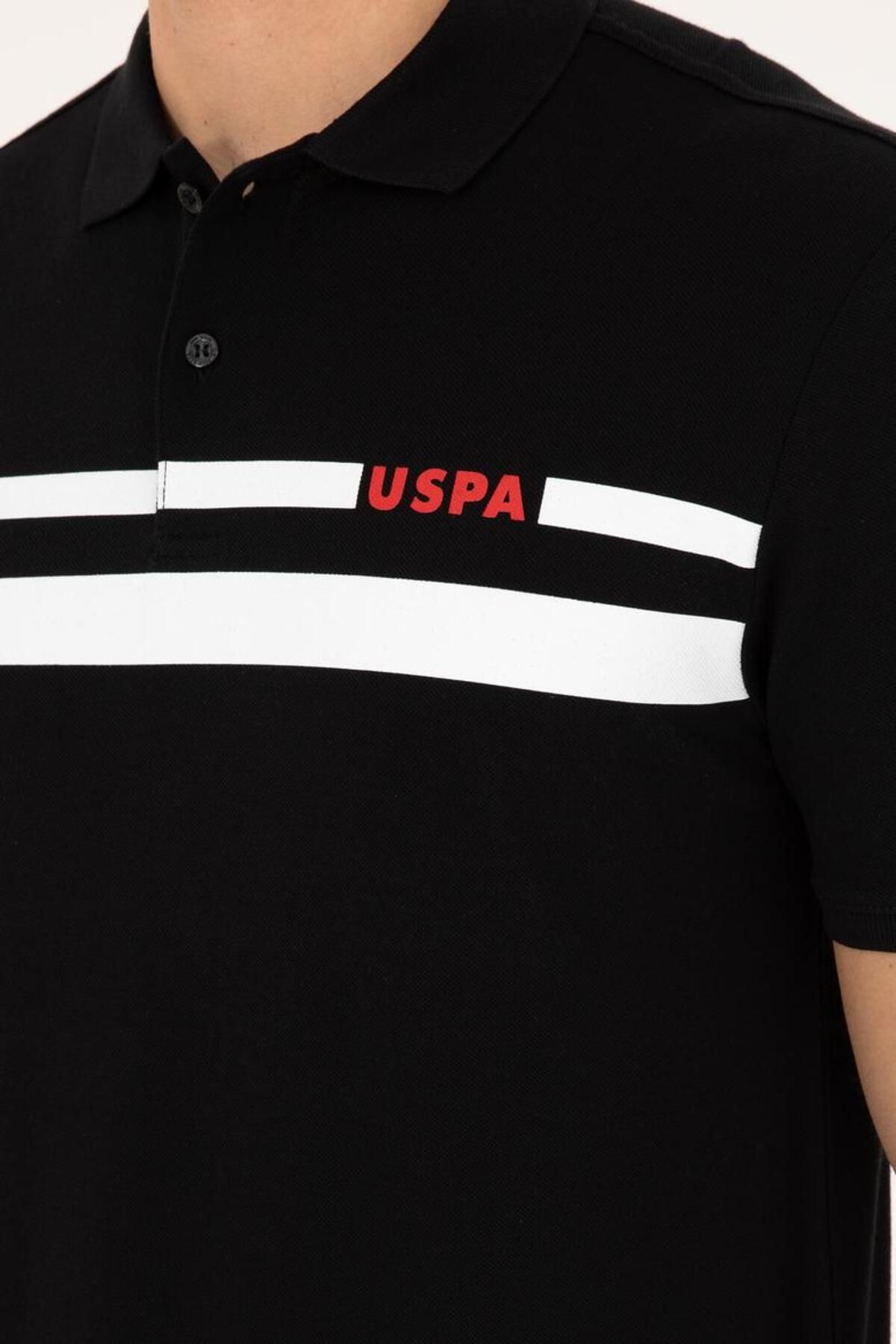 تی شرت یقه پولو مشکی مردانه پایه چوگان ASSN. سیاه U.S. Polo Assn.