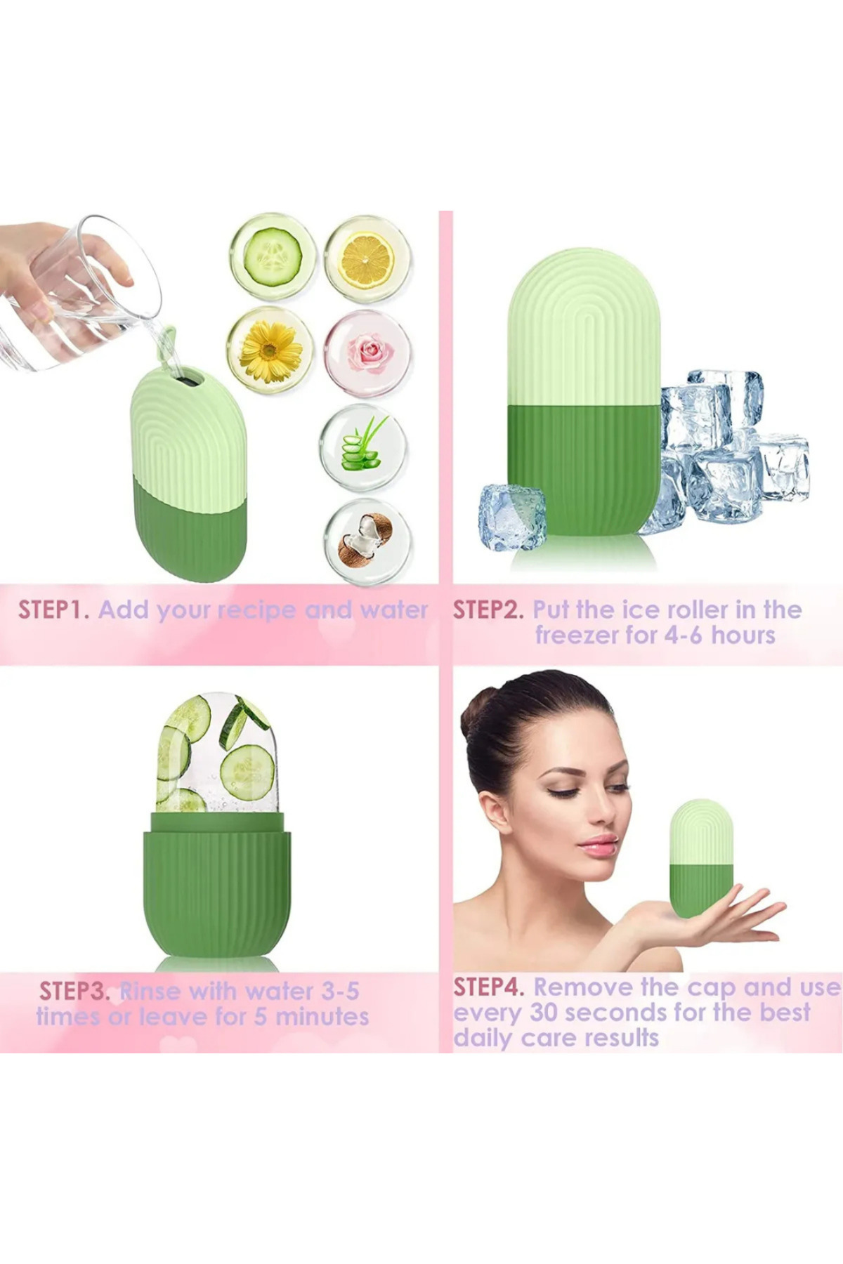ماساژور صورت با غلتک یخی برای رفع چین و چروک و سفت کردن پوست — 5645608760 — تصویر 3 از 8