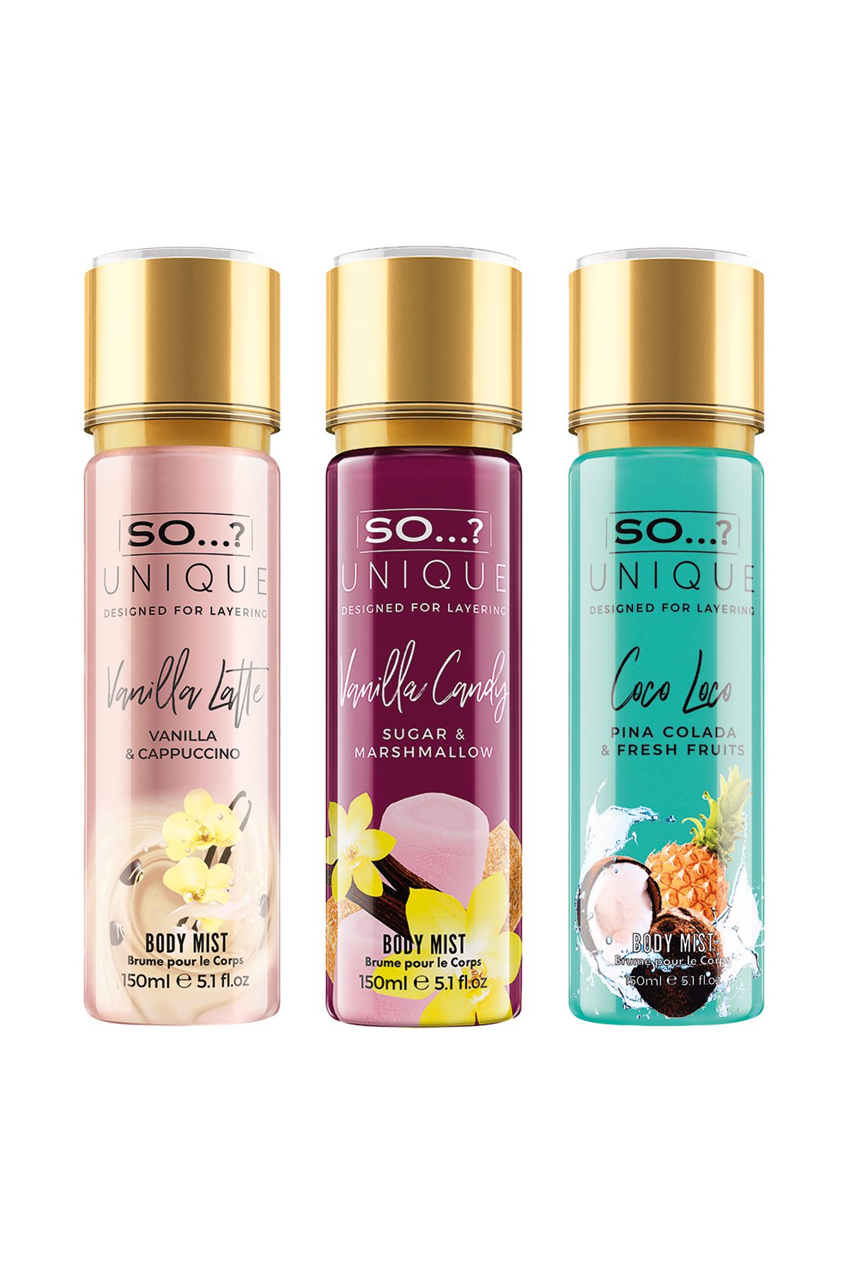 So Fragrance So...? Unique Vanilla Latte, Vanilla Candy, Coco Loco Vücut Spreyi 3'lü Set