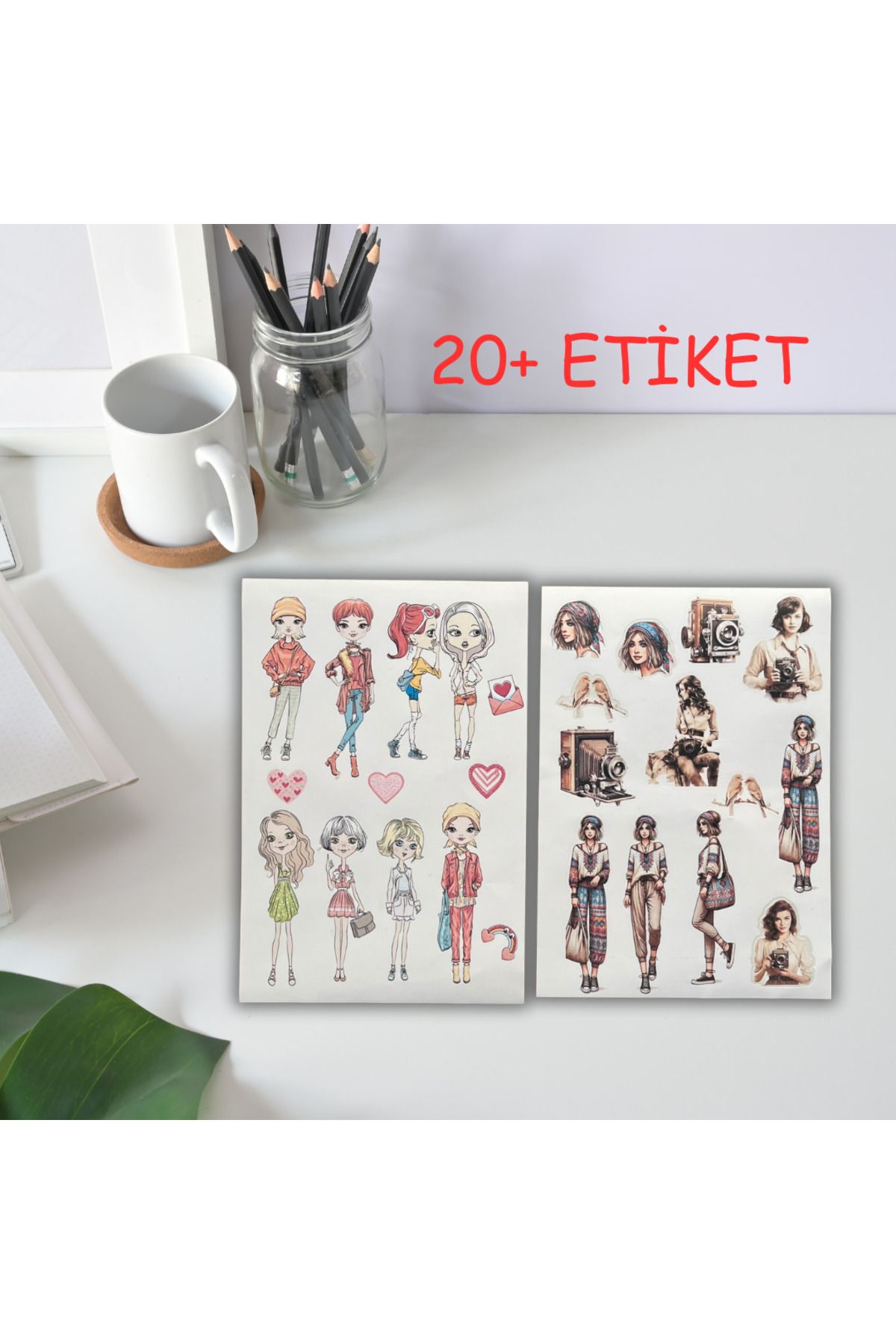 birikiyedi Genç Kız Temalı 2 lİ Set Sticker Planner Ajanda Bullet Journal İçin Uygun