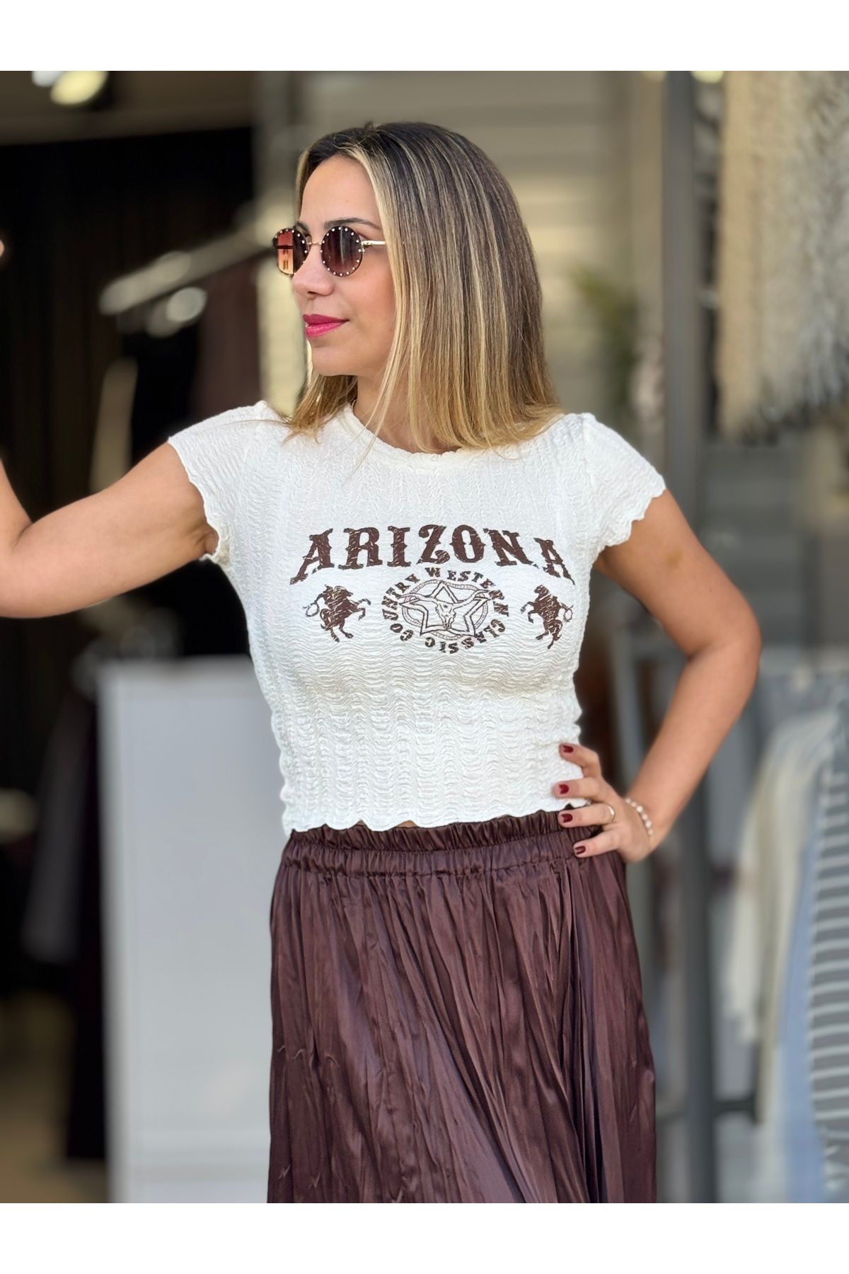 ROZELLA Drapeli Crop Tshirt