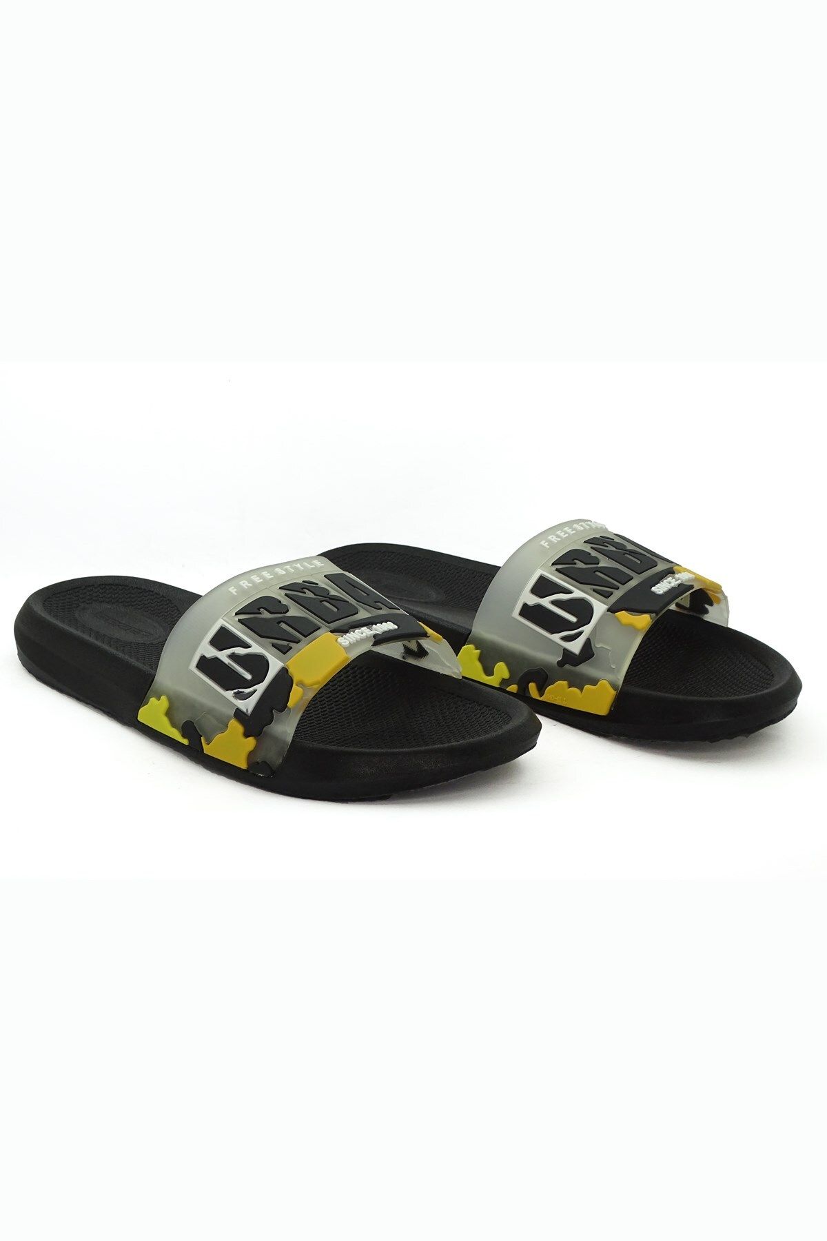 LETAO-Urban Men's Black Yellow Comfortable Beach Pool Wet Floor Slippers 2