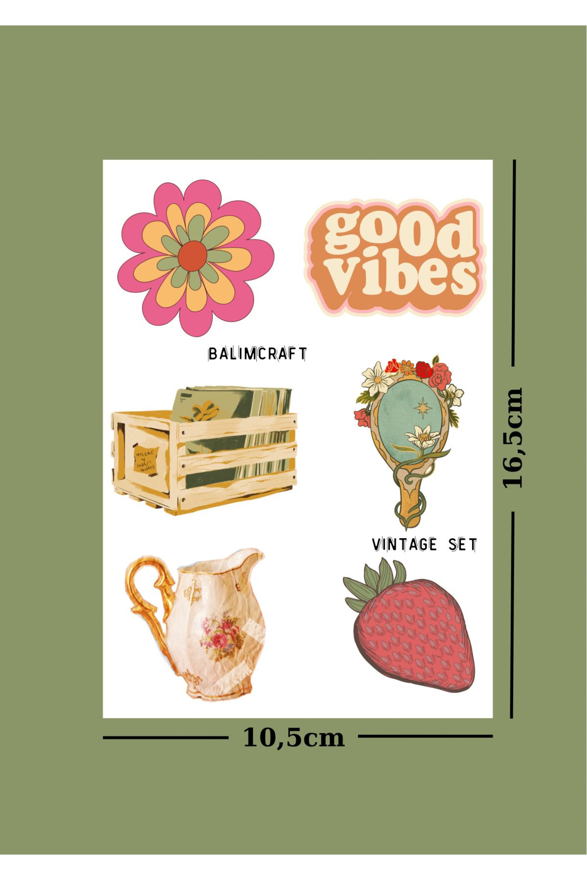 maşalı Vintage stickers, scrapbook, bulletjournal, ajanda süsleme stickerları