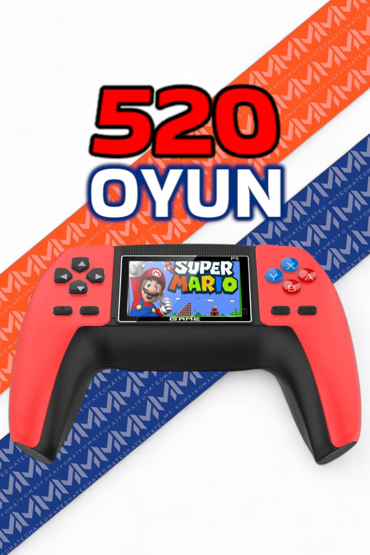 MATEO Kırmızı SUP 520 Oyunlu Mini Atari Gameboy&Gamebox Oyun Konsolu Atari Nintendo Gaming Kablosuz Game