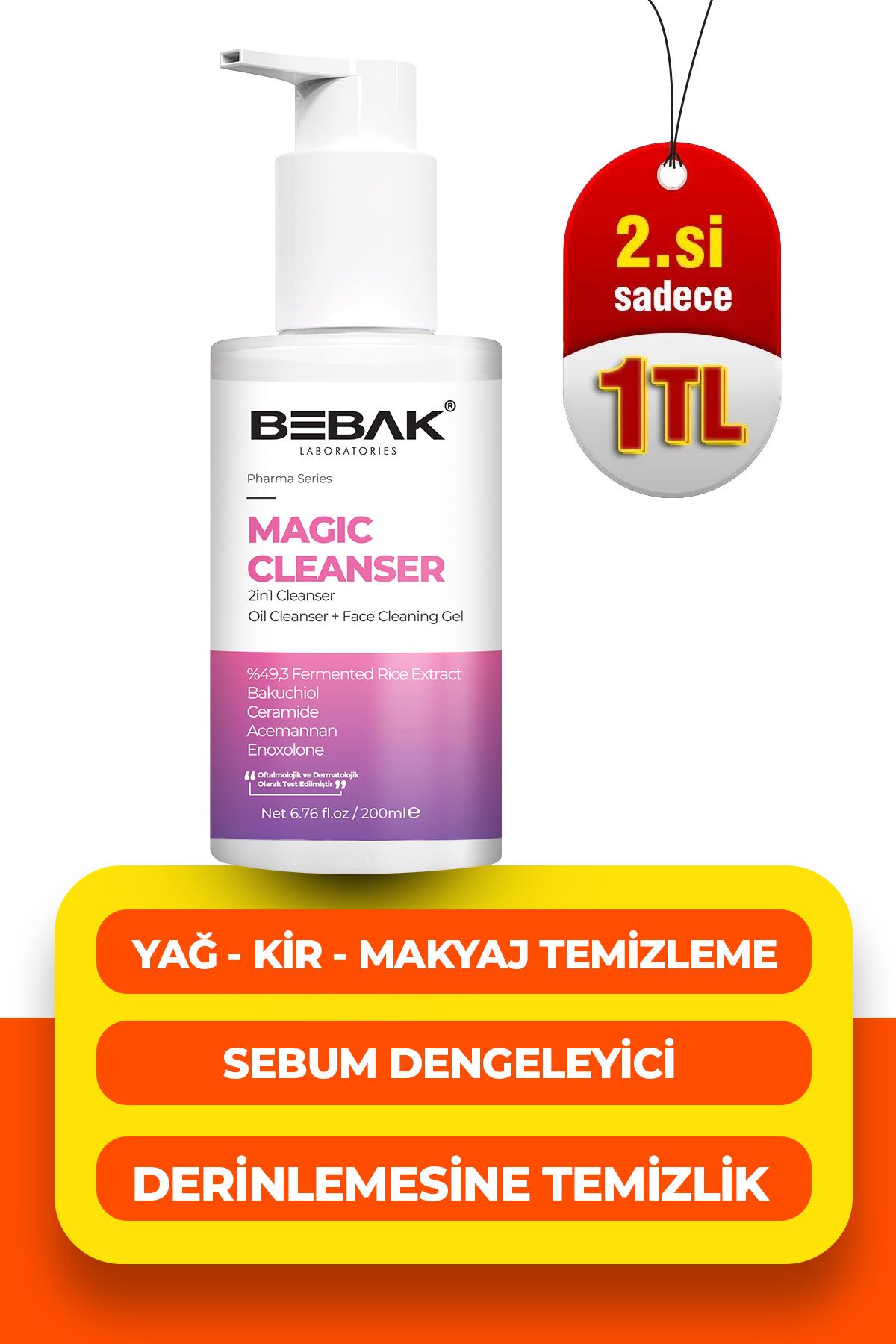 Bebak İki Aşamalı Cilt ve Makyaj Temizleyici Jel 200ml