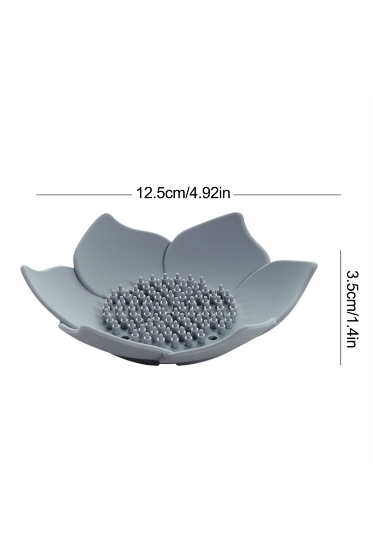 omilife-Silicone Gray Lotus Patterned Soap and Sponge Holder - Stylish Solid Soap Dispenser with Water Drain 7