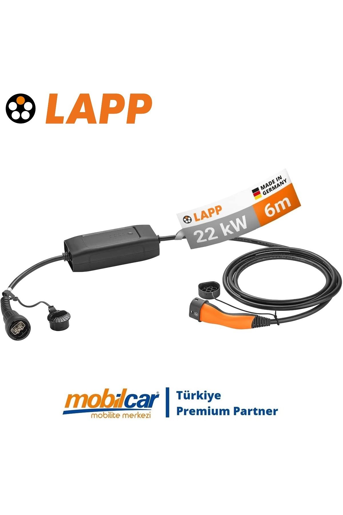 LAPP Mobilcar Elektrikli Araç Taşınabilir AC Şarj Cihazı 22KW 32A 6mt IP67 Tip-2