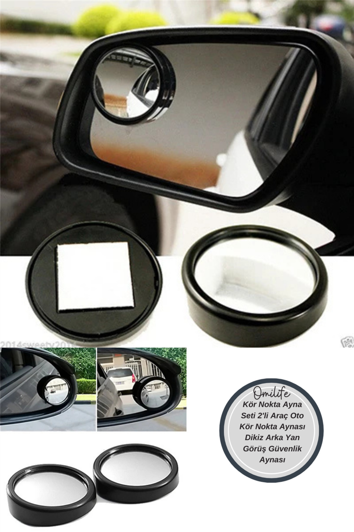 omilife Kör Nokta Ayna Seti 2'li Araç Oto Kör Nokta Aynası Dikiz Arka Yan Görüş Güvenlik Aynası