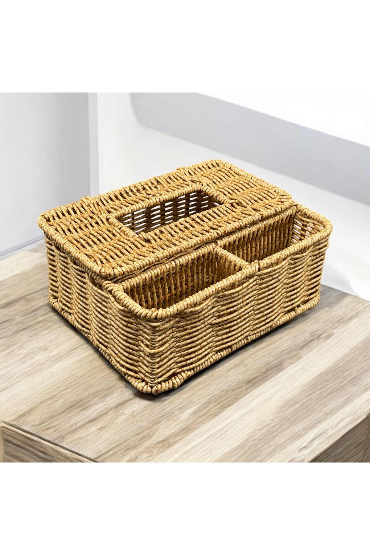 YzHome Hasır Rattan Peçetelik Organizer Düzenleyici Sepet 22*17cm