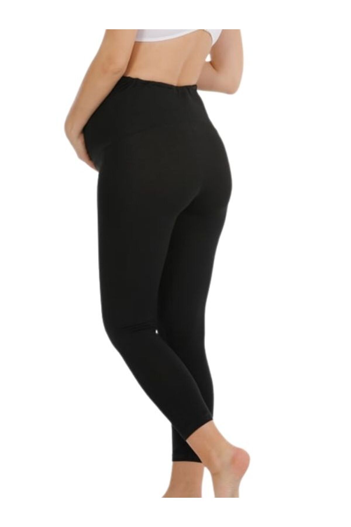 bonbonetti chocolate baby&kids Bir Beden Küçük Gösteren Toparlayıcı Solmayan Siyah Fitilli Hamile Tayt fotoğrafı 5 (önizleme)