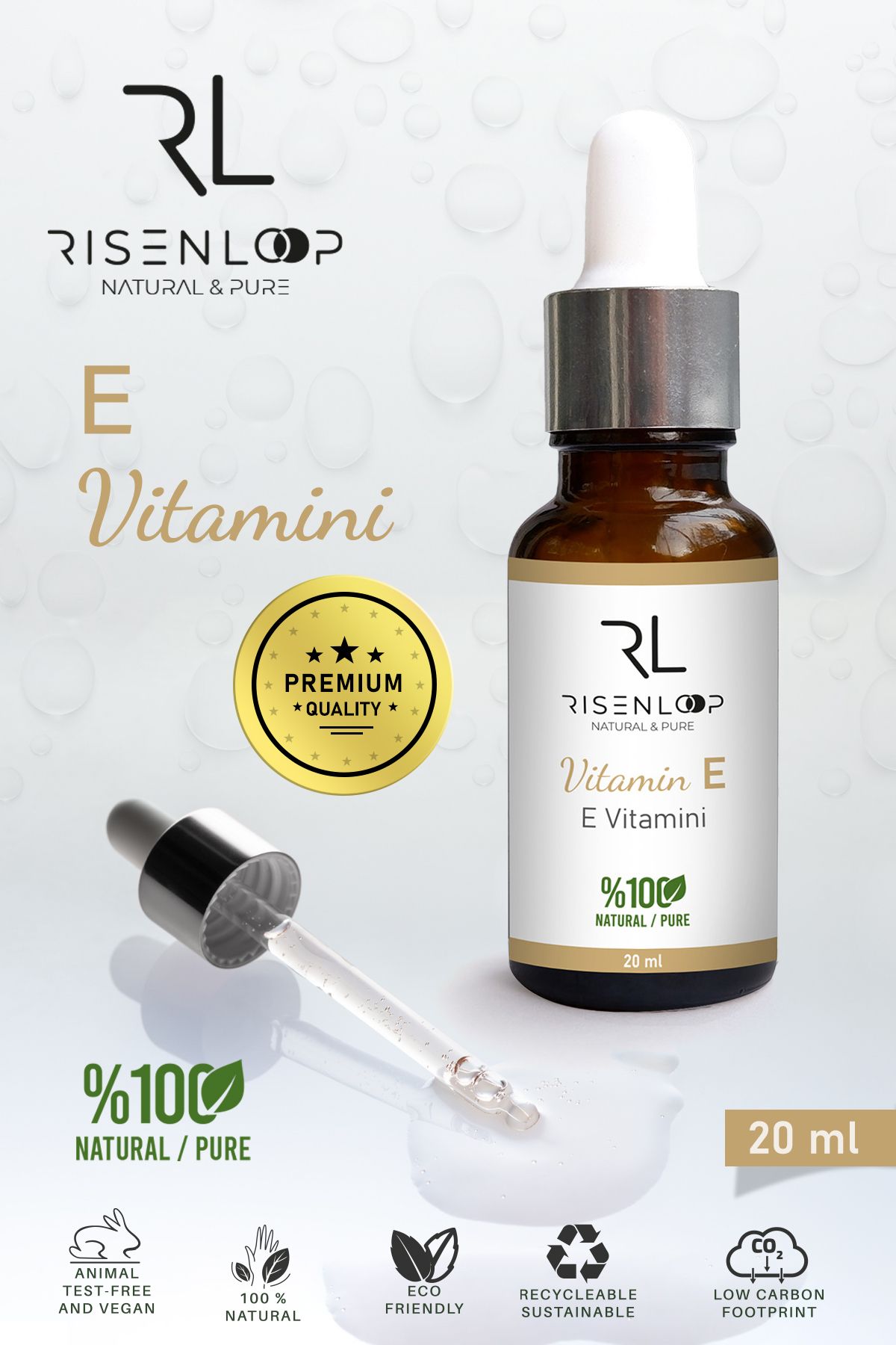 risenloop natural&pure E Vitamini %100 Saf Doğal 20 ML