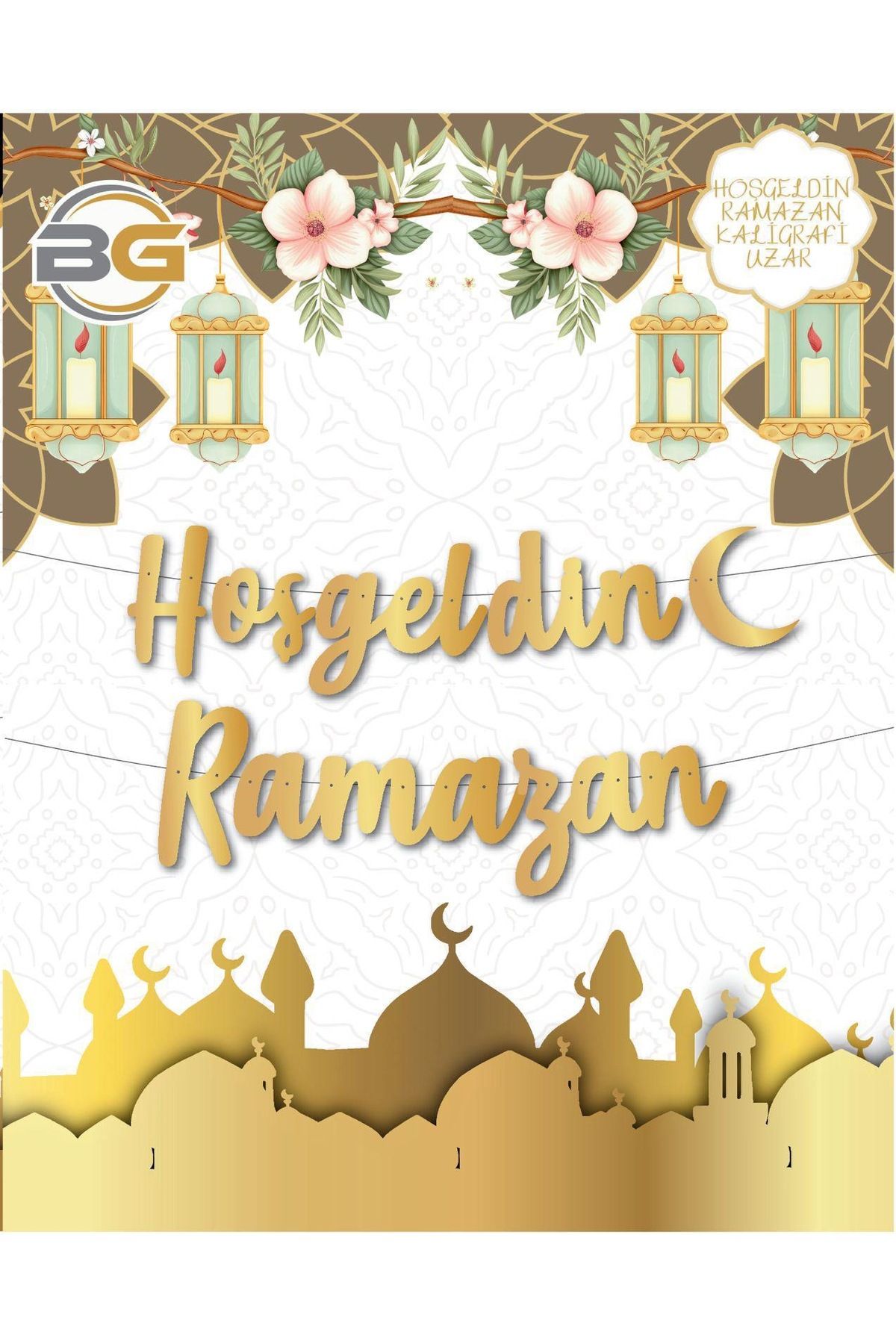 MFM Hoşgeldin ramazan kaligrafi banner yazı gold