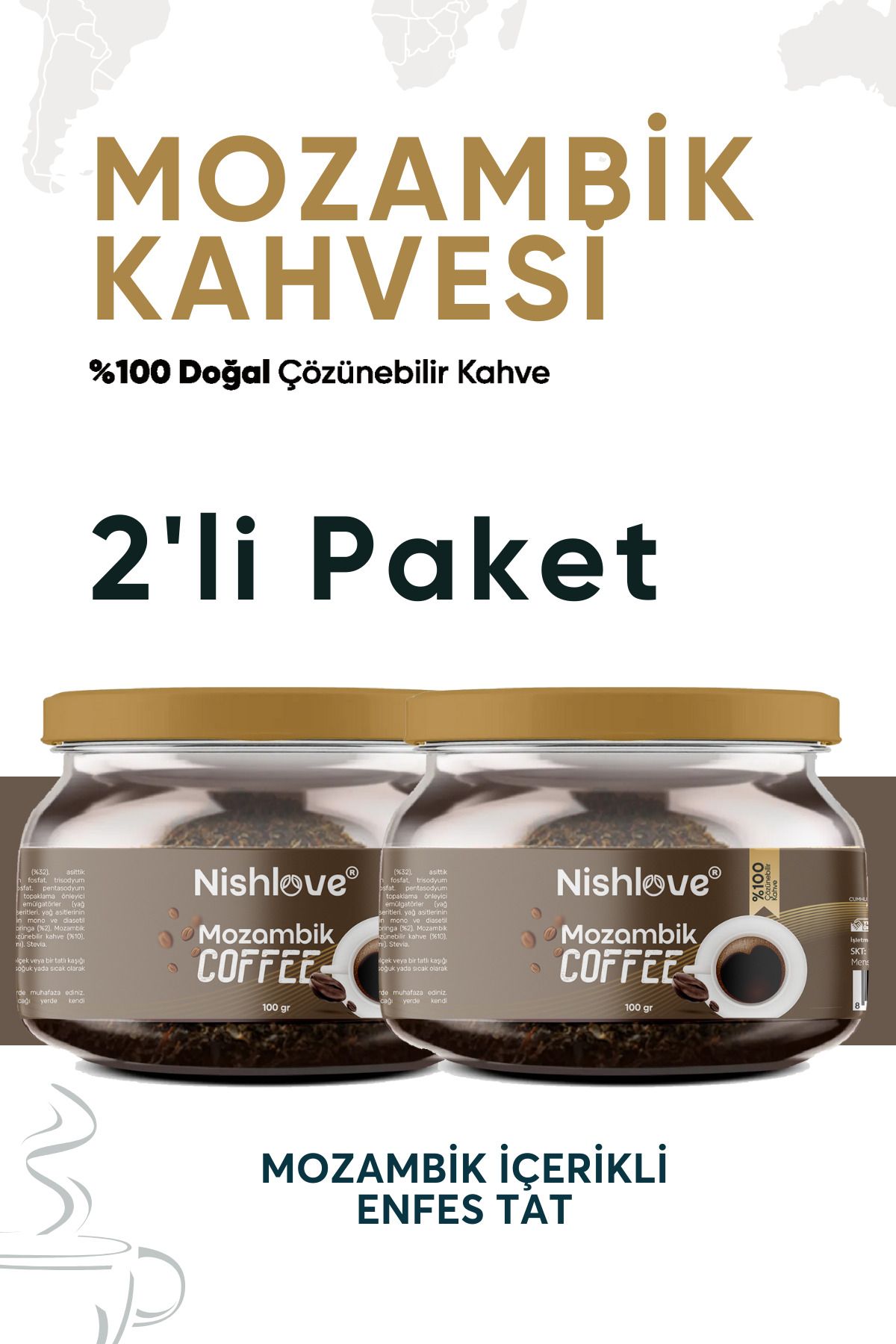 NİSHLOVE 2 Adet Kilo Vermeye ve Form Mozambik Kahvesi