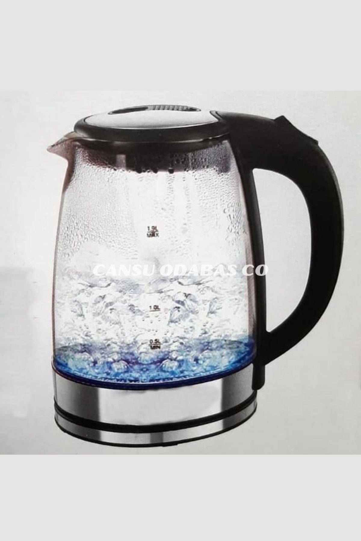 CANSU ODABAS CO 1.8L 1500W Kettle Otomatik Kapatma Paslanmaz Çelik Filtre BPA içermeyen Borosilikat Cam Elektrik Çay